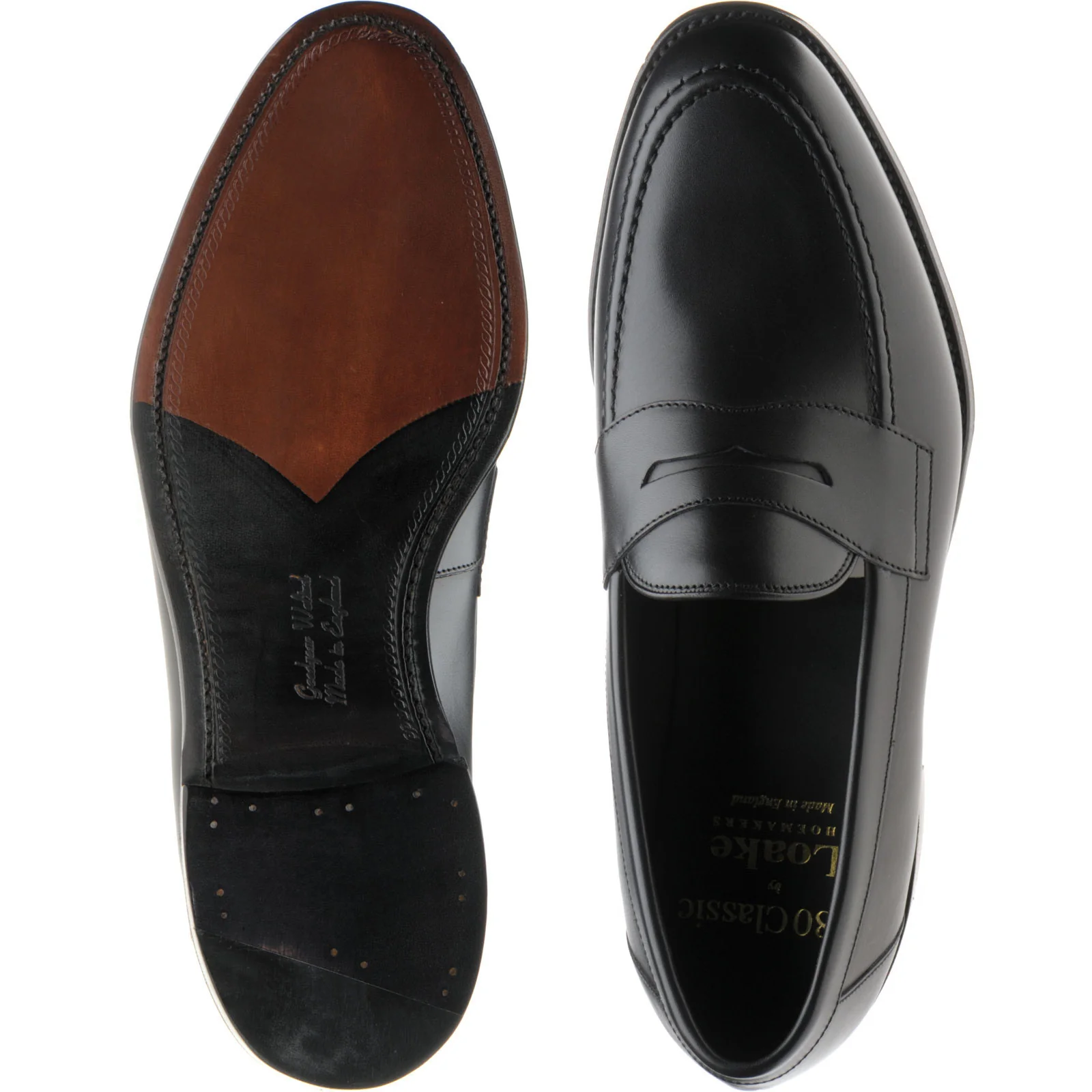 Loake Hornbeam mens loafers in carbon black calf - Image 3