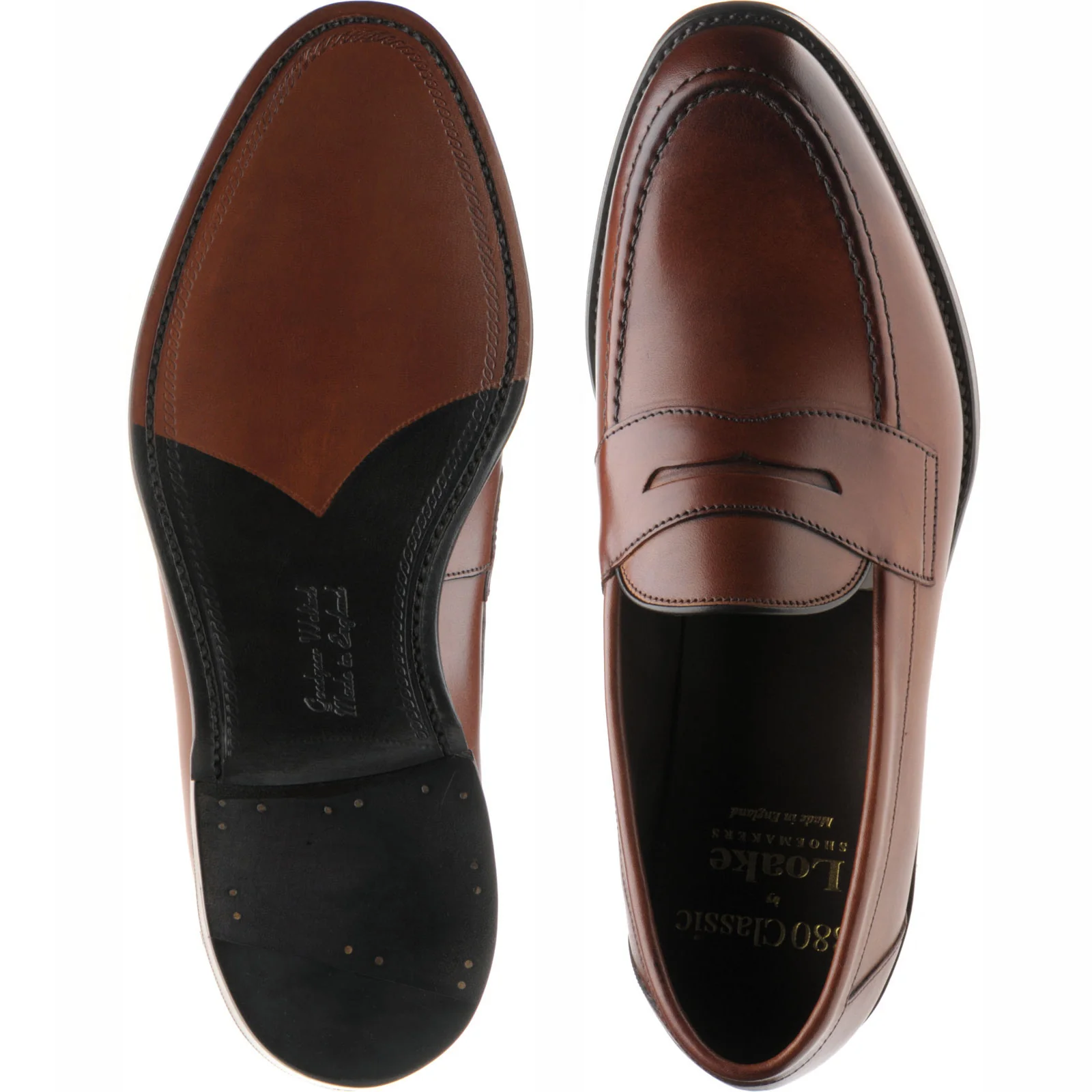 Loake Hornbeam mens loafers in seared mahogany calf (second) - Image 3