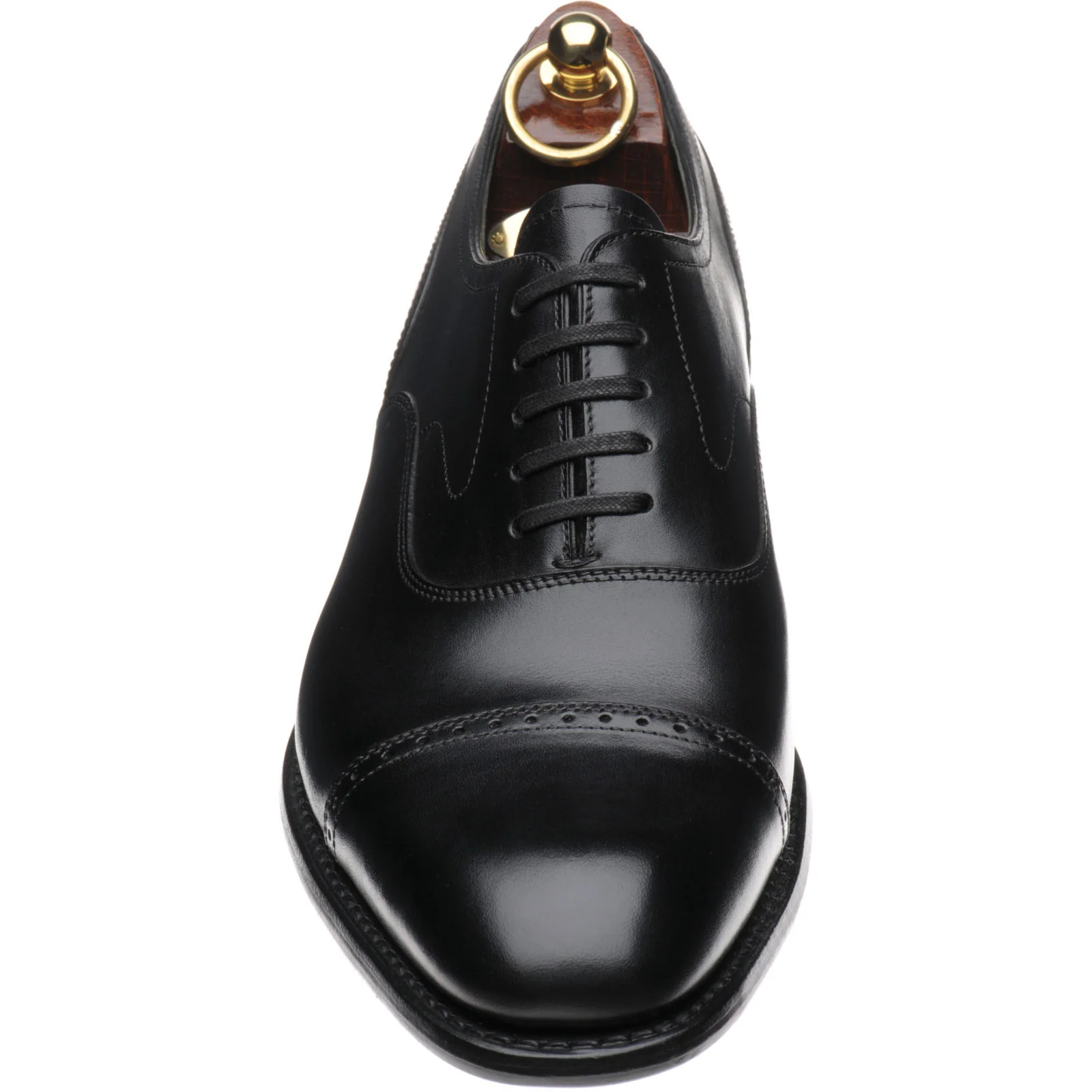 Loake Hughes mens hybrid-soled semi-brogues in black brush-painted calf - Image 2