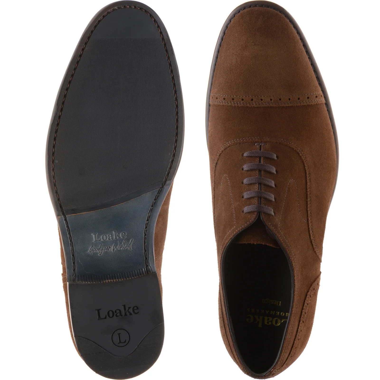Loake Hughes mens hybrid-soled semi-brogues in brown suede - Image 3