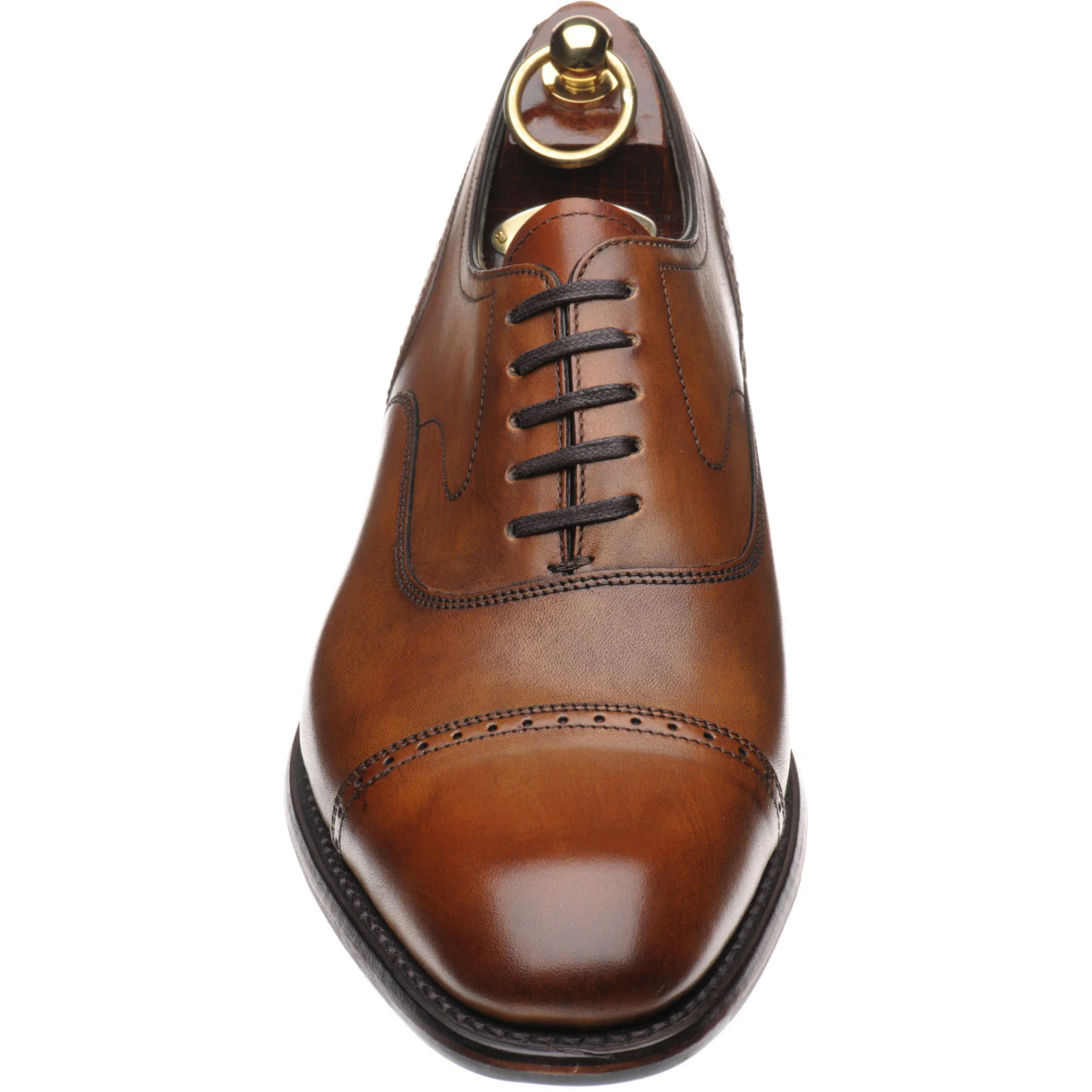 Loake Hughes mens hybrid-soled semi-brogues in chestnut brush-painted calf - Image 2