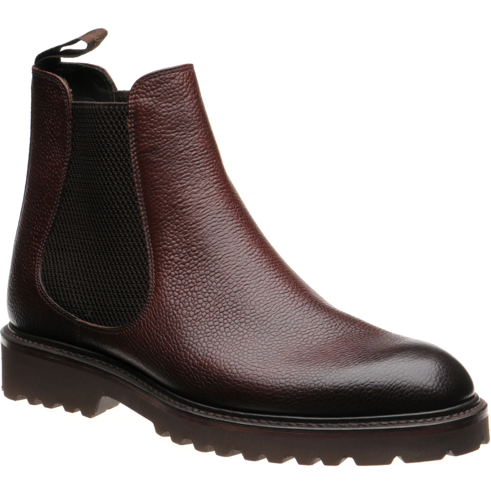 Loake Huxley Rubber mens Chelsea boots in oxblood grain calf (second)