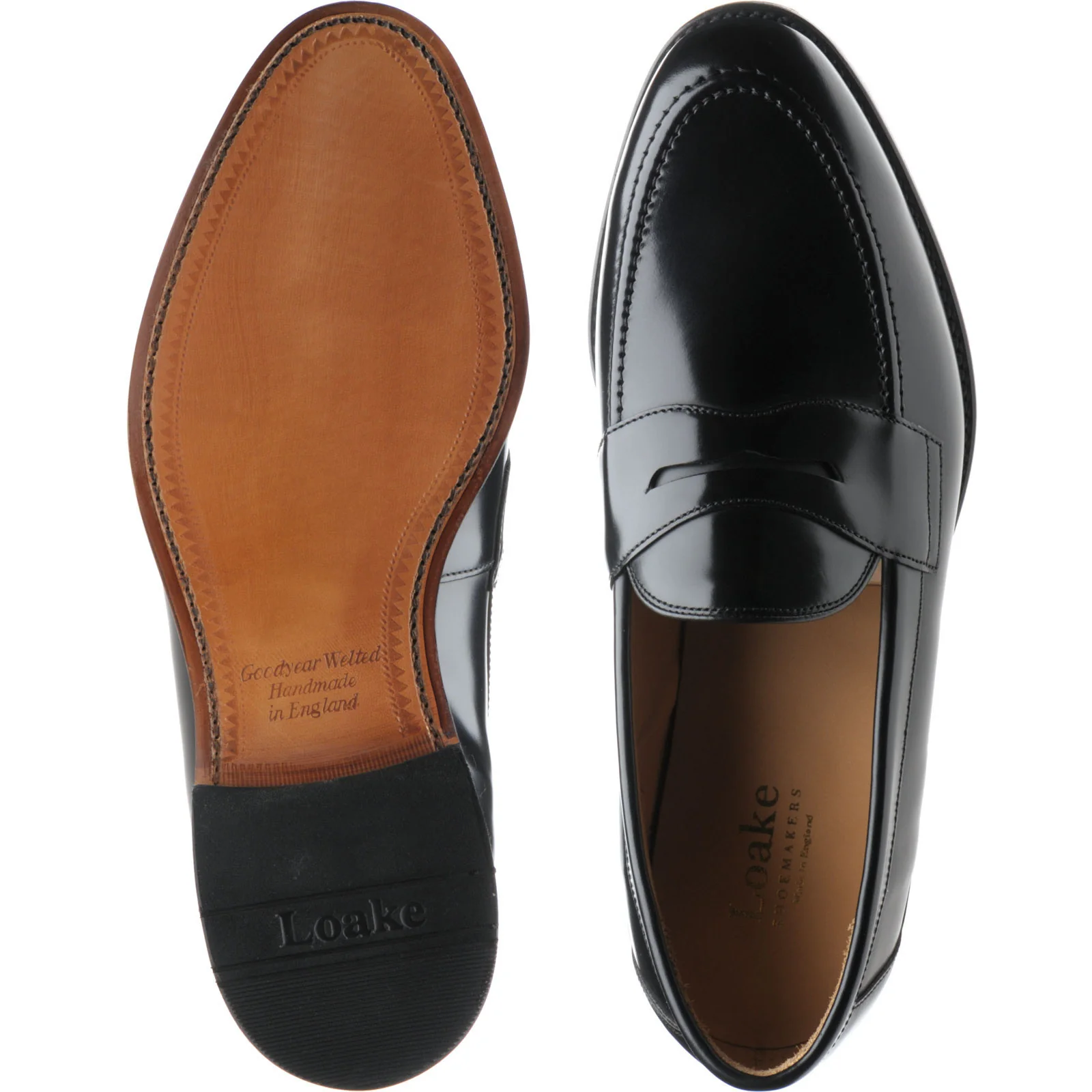 Loake Imperial mens loafers in black polished (second) - Image 3