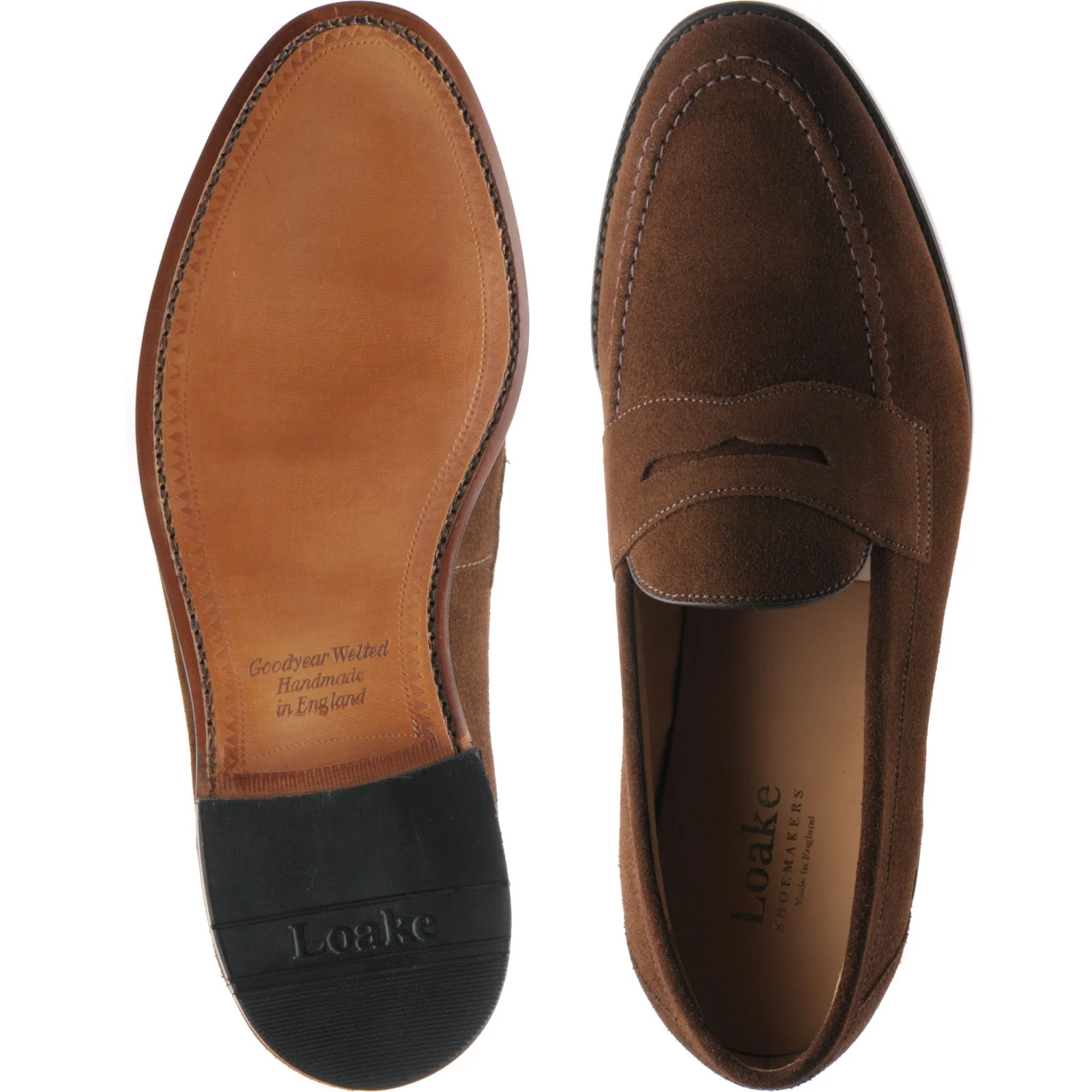 Loake Imperial mens loafers in brown suede - Image 3