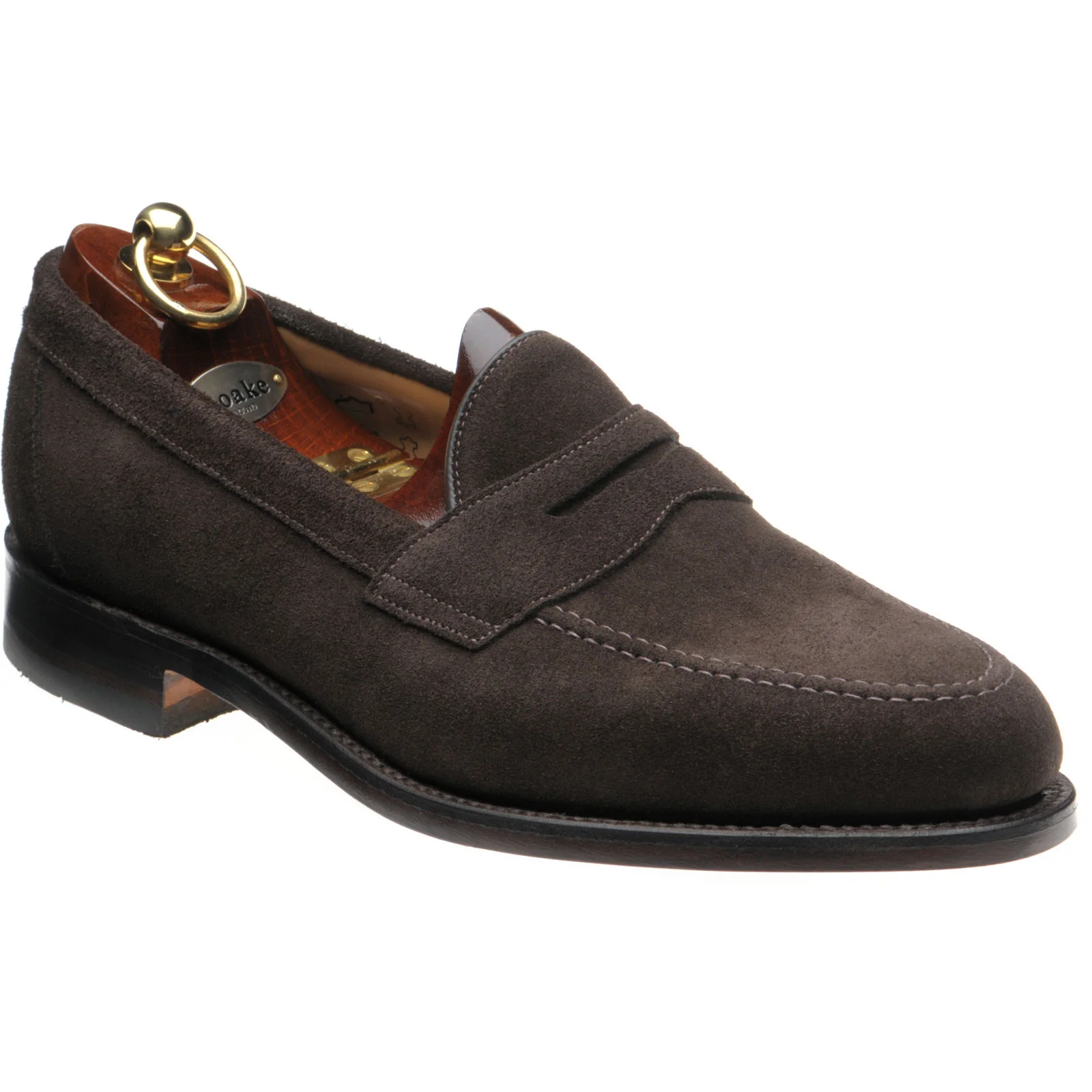 Loake Imperial mens loafers in dark brown suede