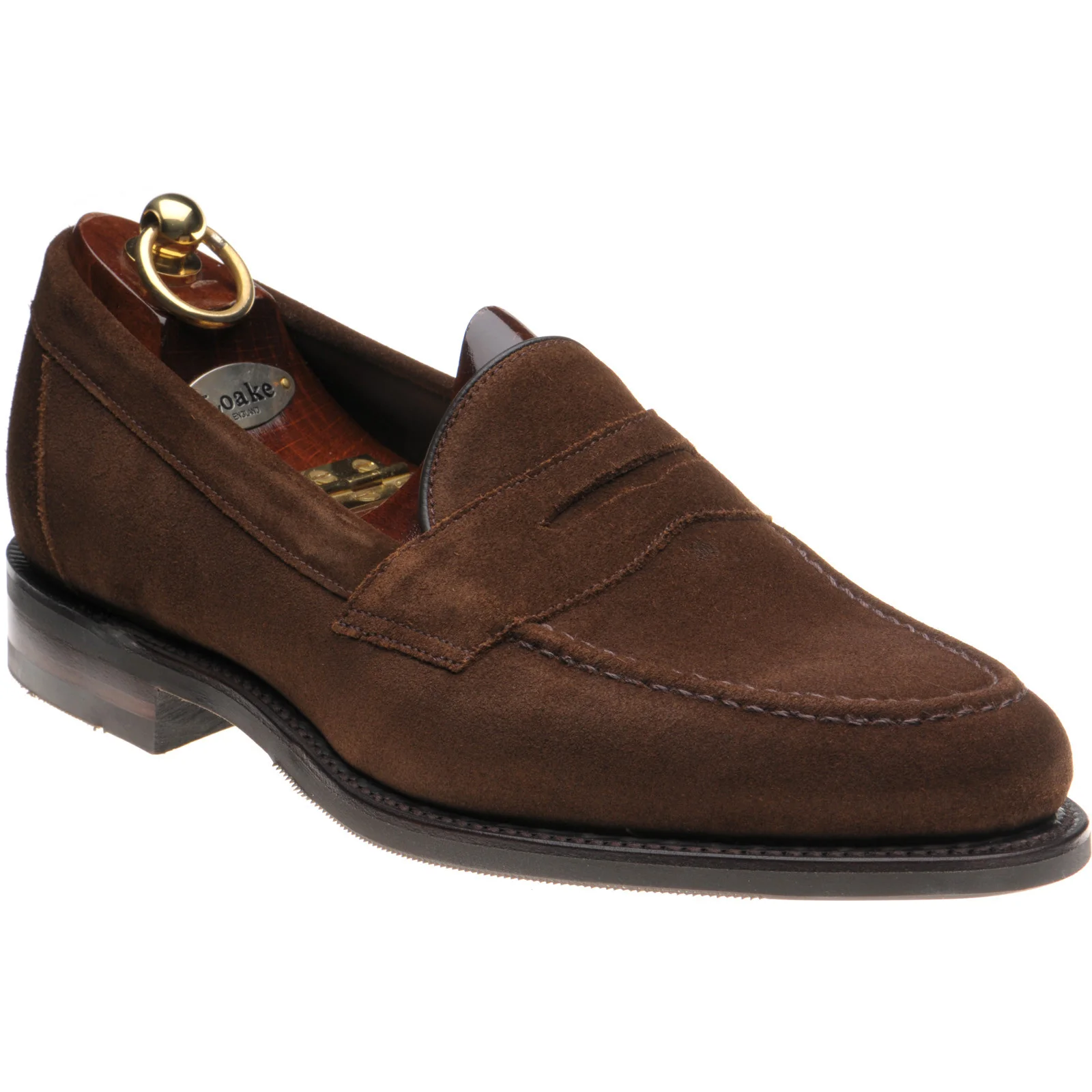 Loake Imperial Rubber mens rubber-soled loafers in brown suede