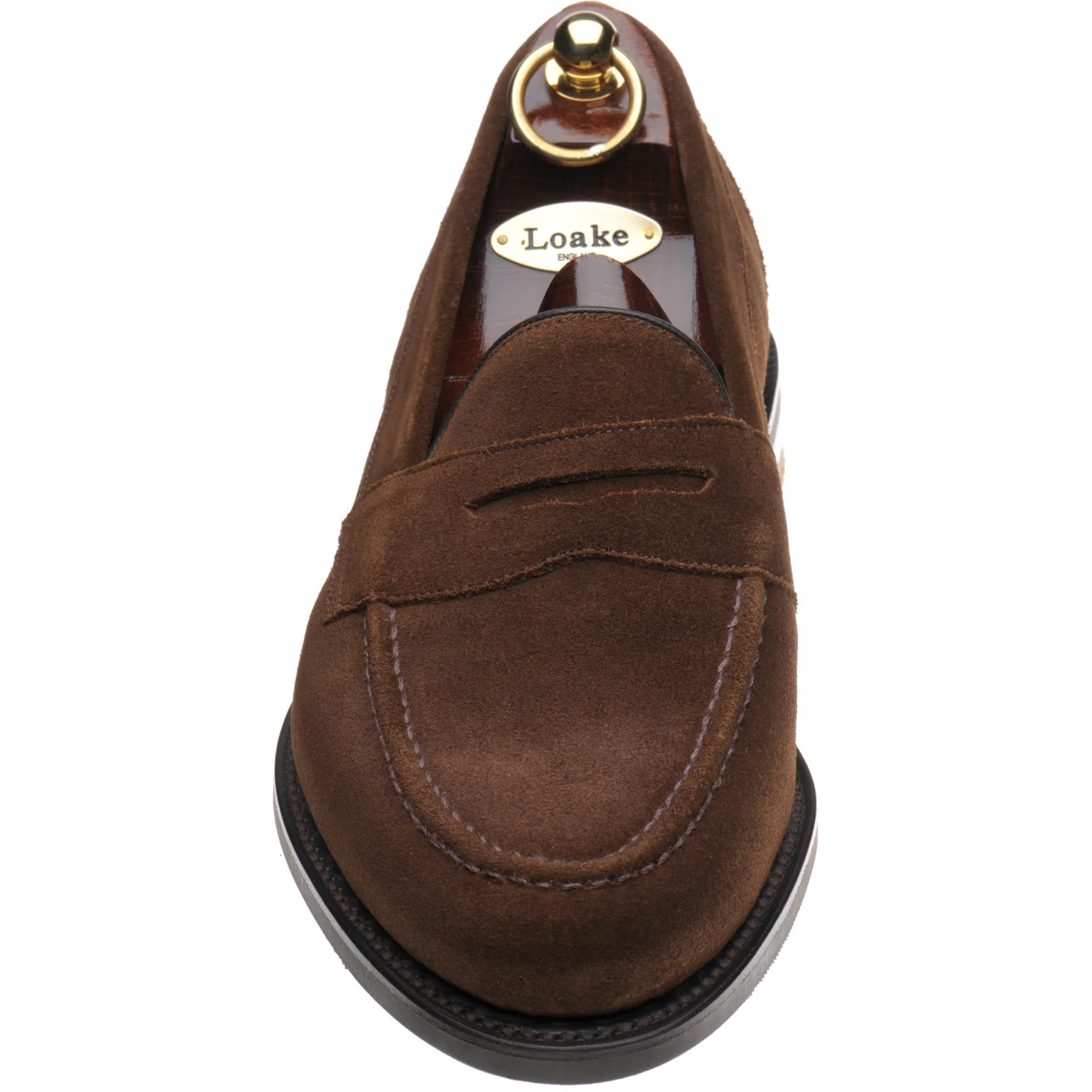 Loake Imperial Rubber mens rubber-soled loafers in brown suede - Image 2