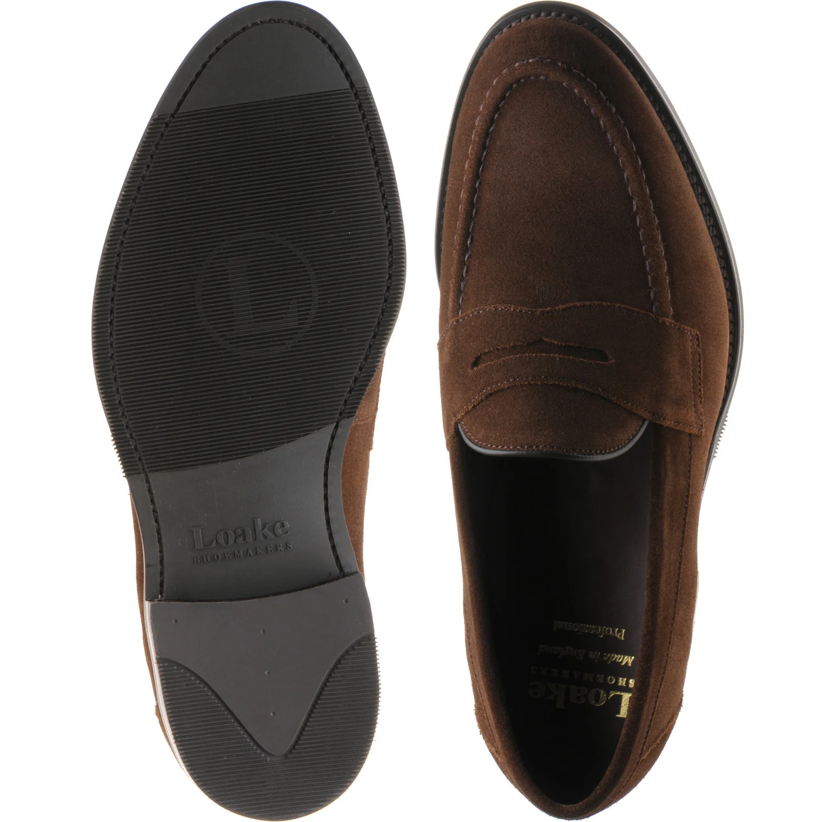 Loake Imperial Rubber mens rubber-soled loafers in brown suede - Image 3