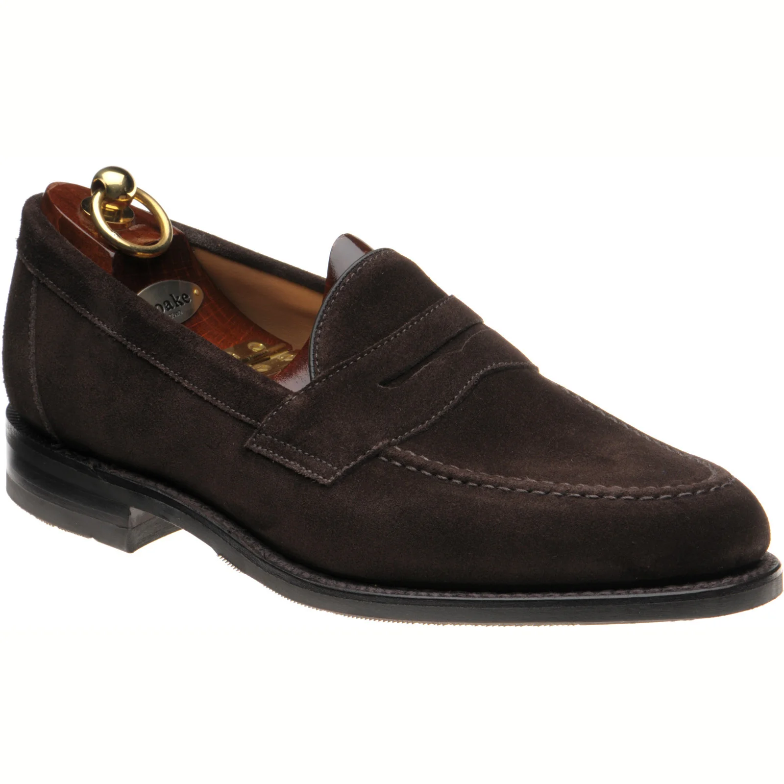 Loake Imperial Rubber mens rubber-soled loafers in dark brown suede (second)