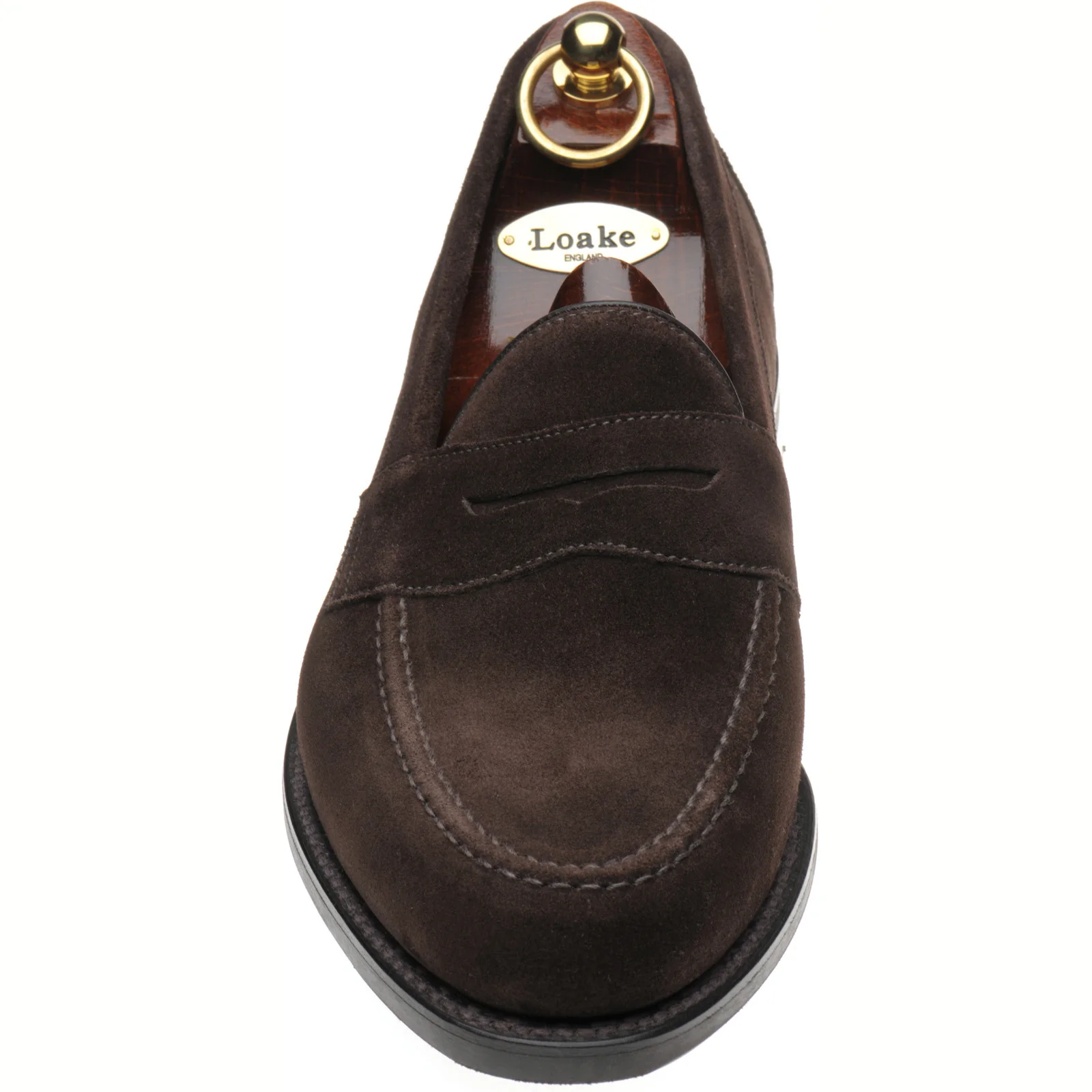 Loake Imperial Rubber mens rubber-soled loafers in dark brown suede (second) - Image 2