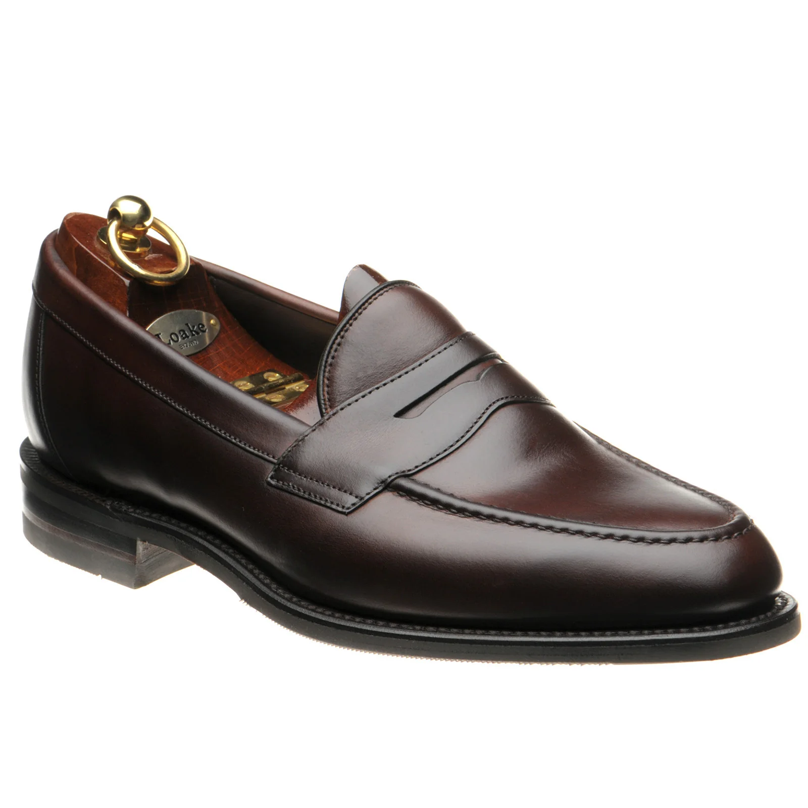 Loake Imperial Rubber mens rubber-soled loafers in dark brown waxy (second)