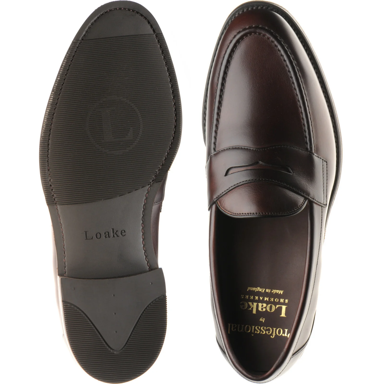 Loake Imperial Rubber mens rubber-soled loafers in dark brown waxy (second) - Image 3