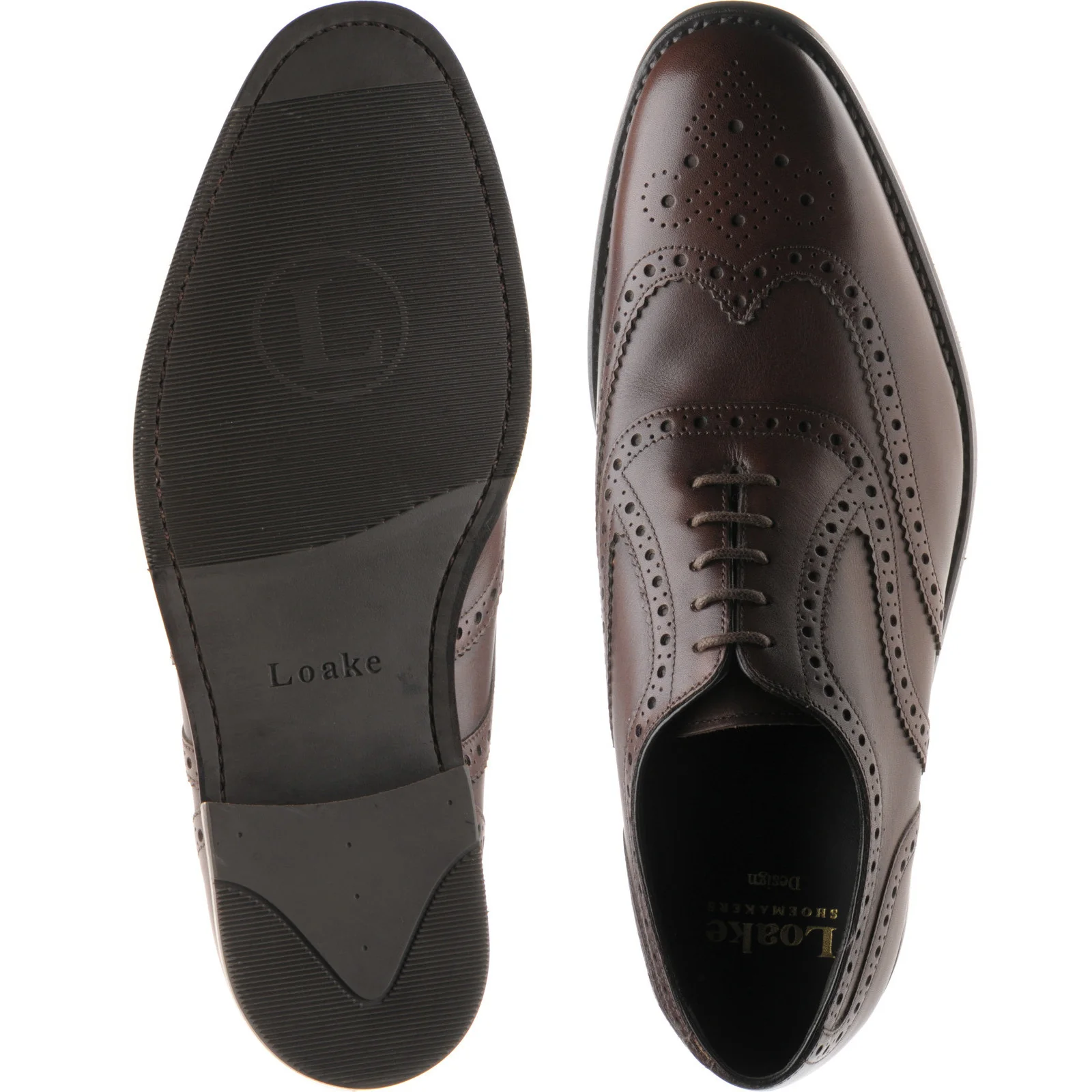Loake Kerridge mens rubber-soled brogues in brown calf (second) - Image 3