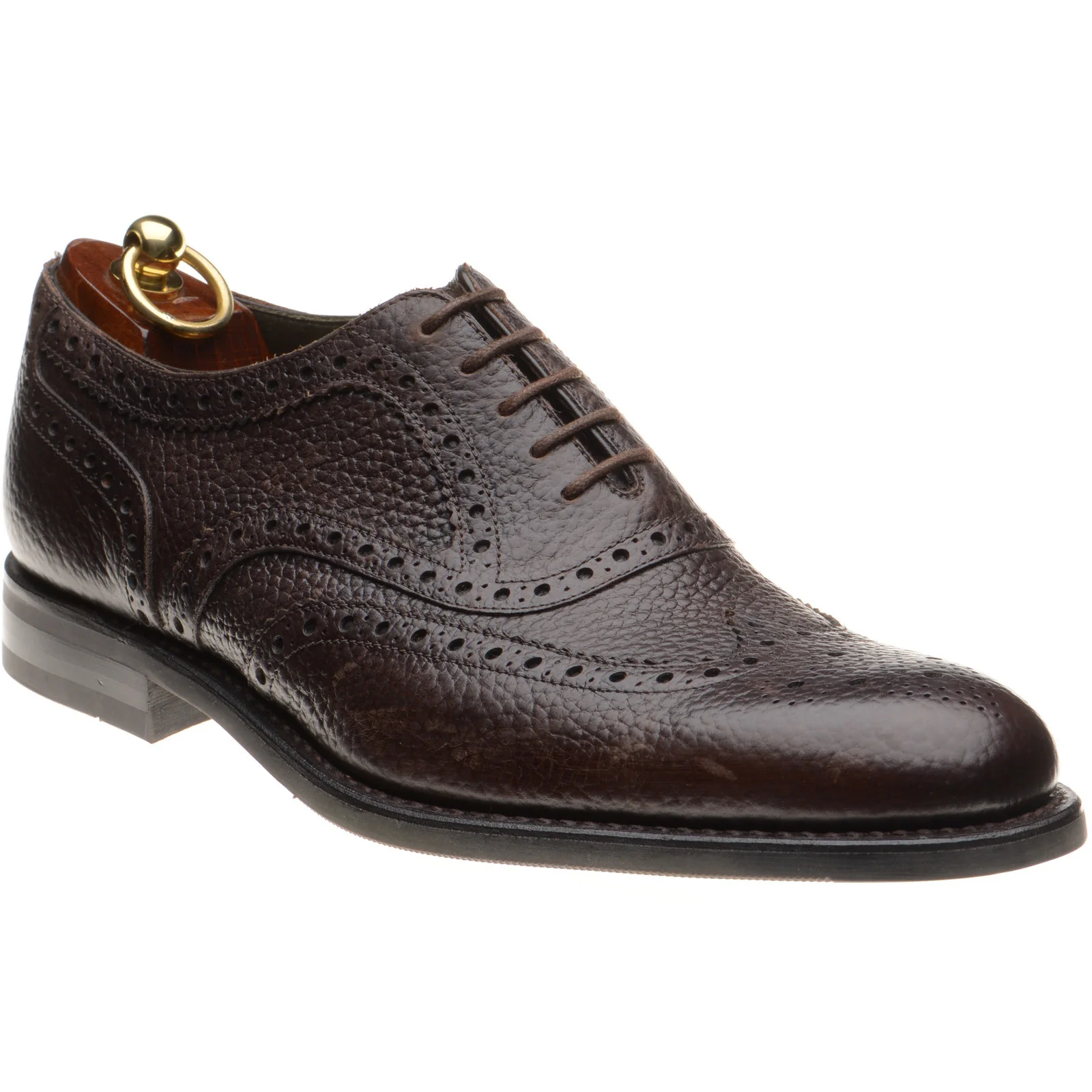 Loake Kerridge mens rubber-soled brogues in dark brown grain (second)
