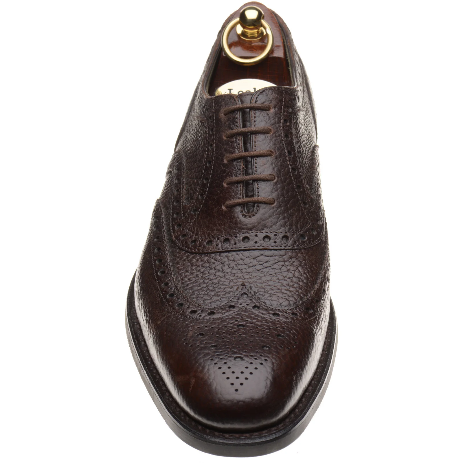 Loake Kerridge mens rubber-soled brogues in dark brown grain (second) - Image 2