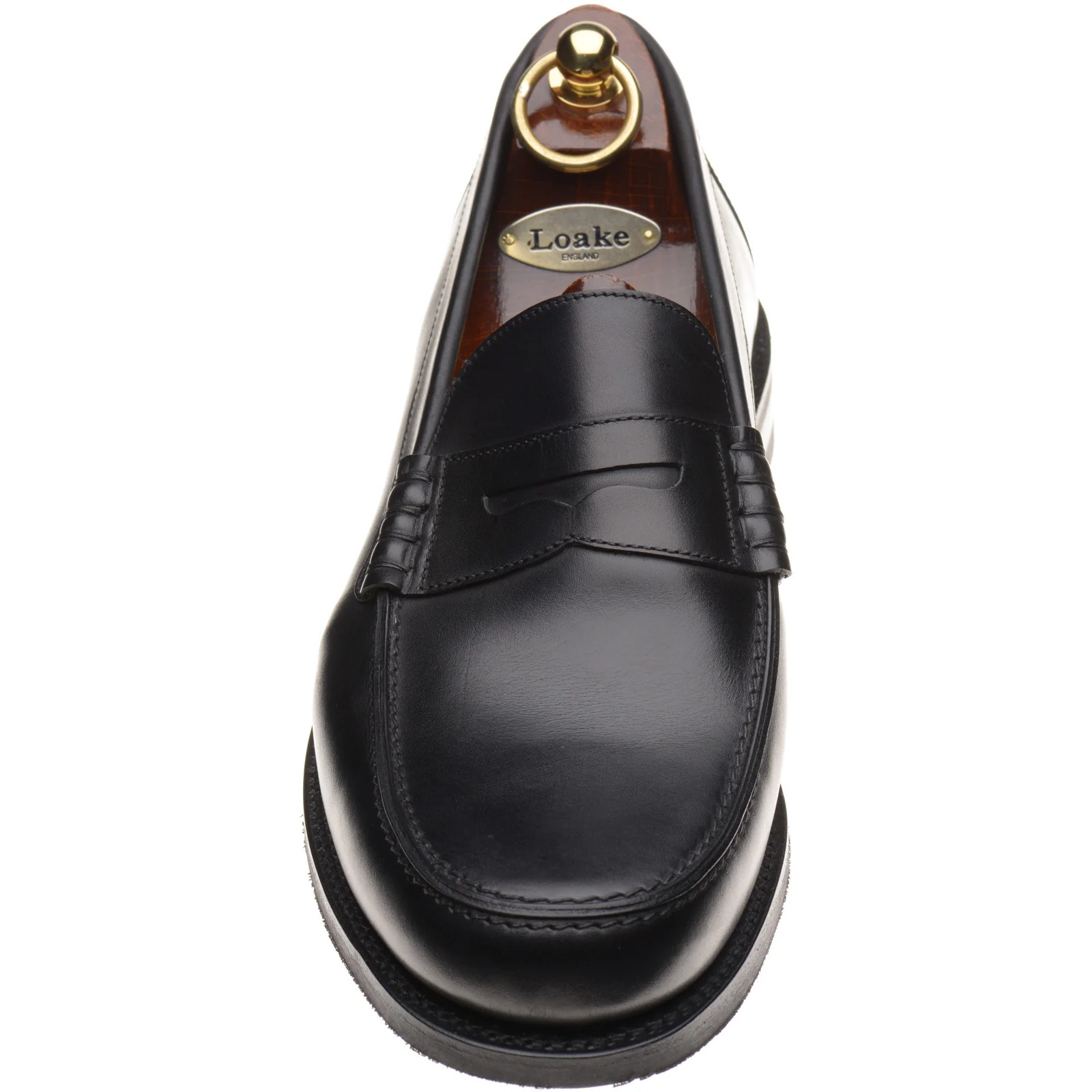Loake Kingscliffe mens rubber-soled loafers in black calf (second) - Image 2