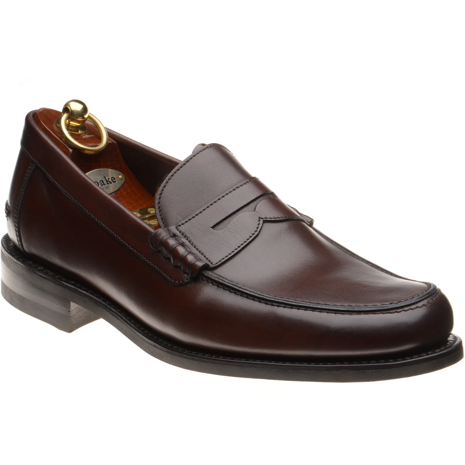 Loake Kingscliffe mens rubber-soled loafers in dark brown (second)