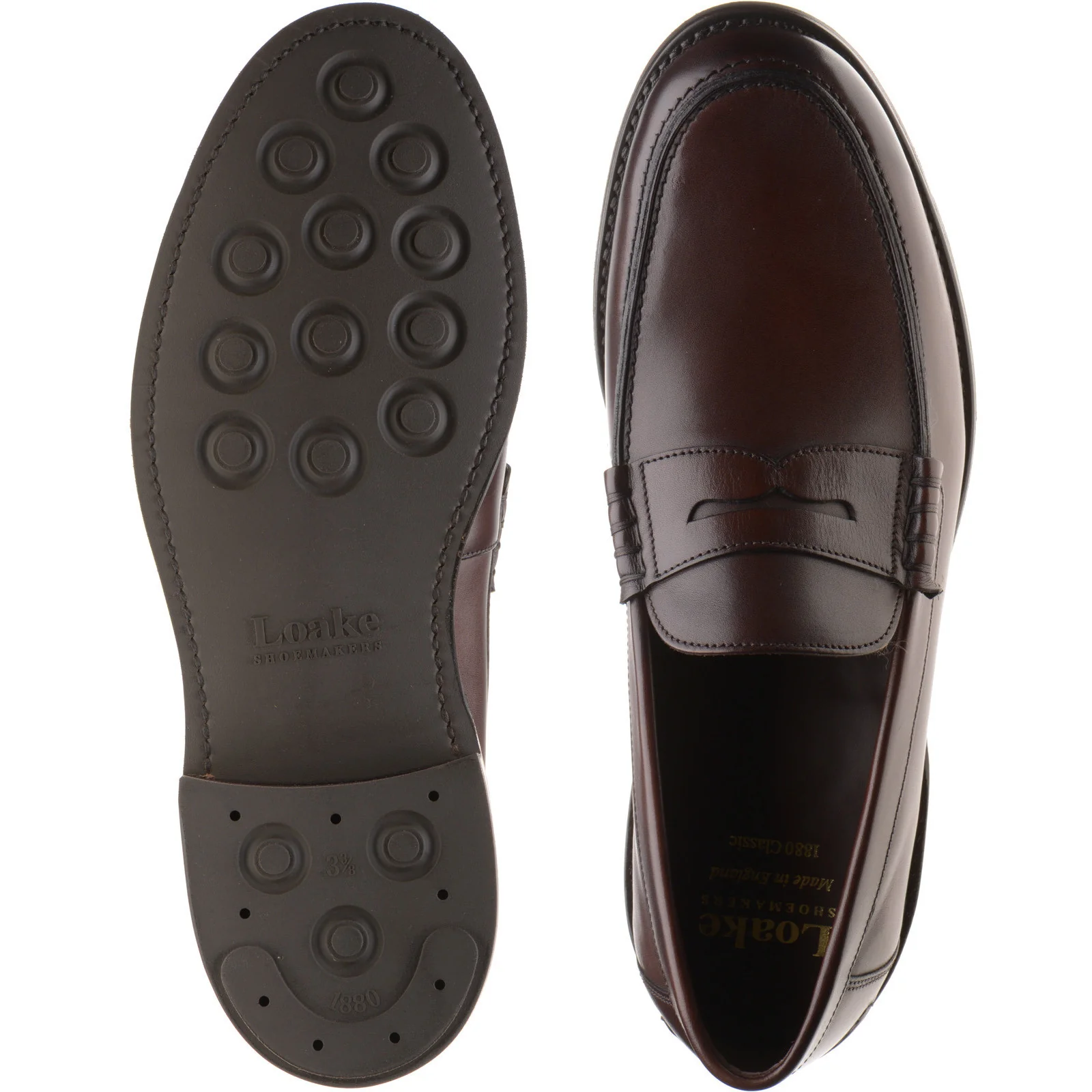 Loake Kingscliffe mens rubber-soled loafers in dark brown (second) - Image 3