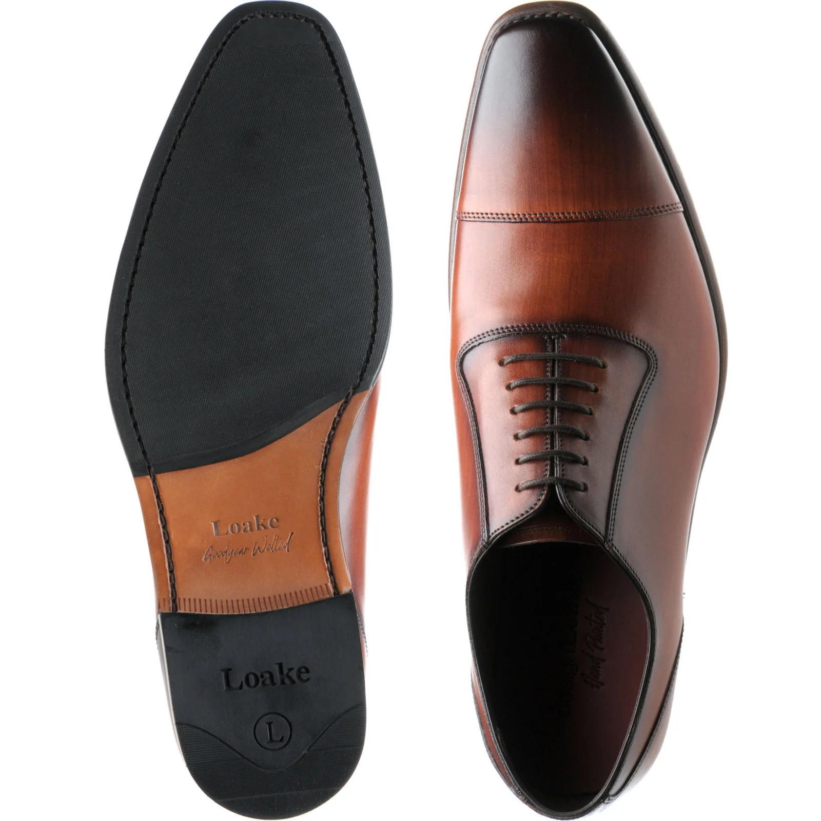 Loake Larch mens hybrid-soled Oxfords in chestnut calf (second) - Image 3