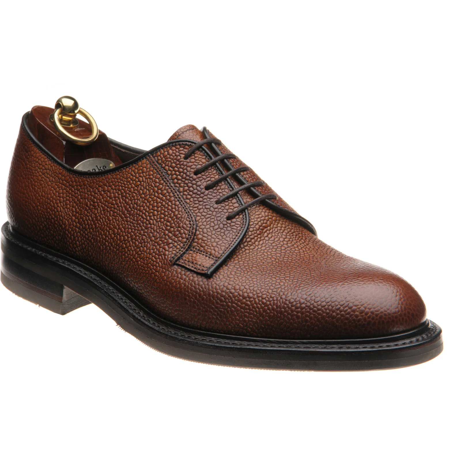 Loake Leyburn mens rubber-soled Derby shoes in mahogany grain (second)