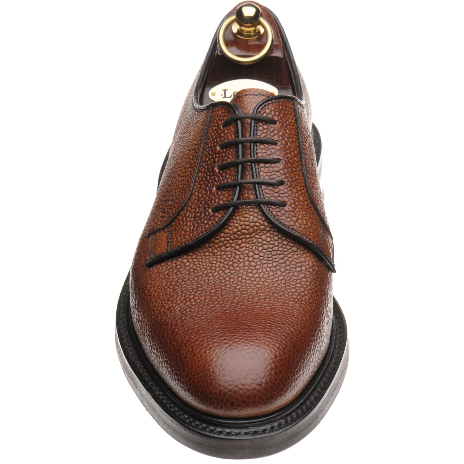Loake Leyburn mens rubber-soled Derby shoes in mahogany grain (second) - Image 2