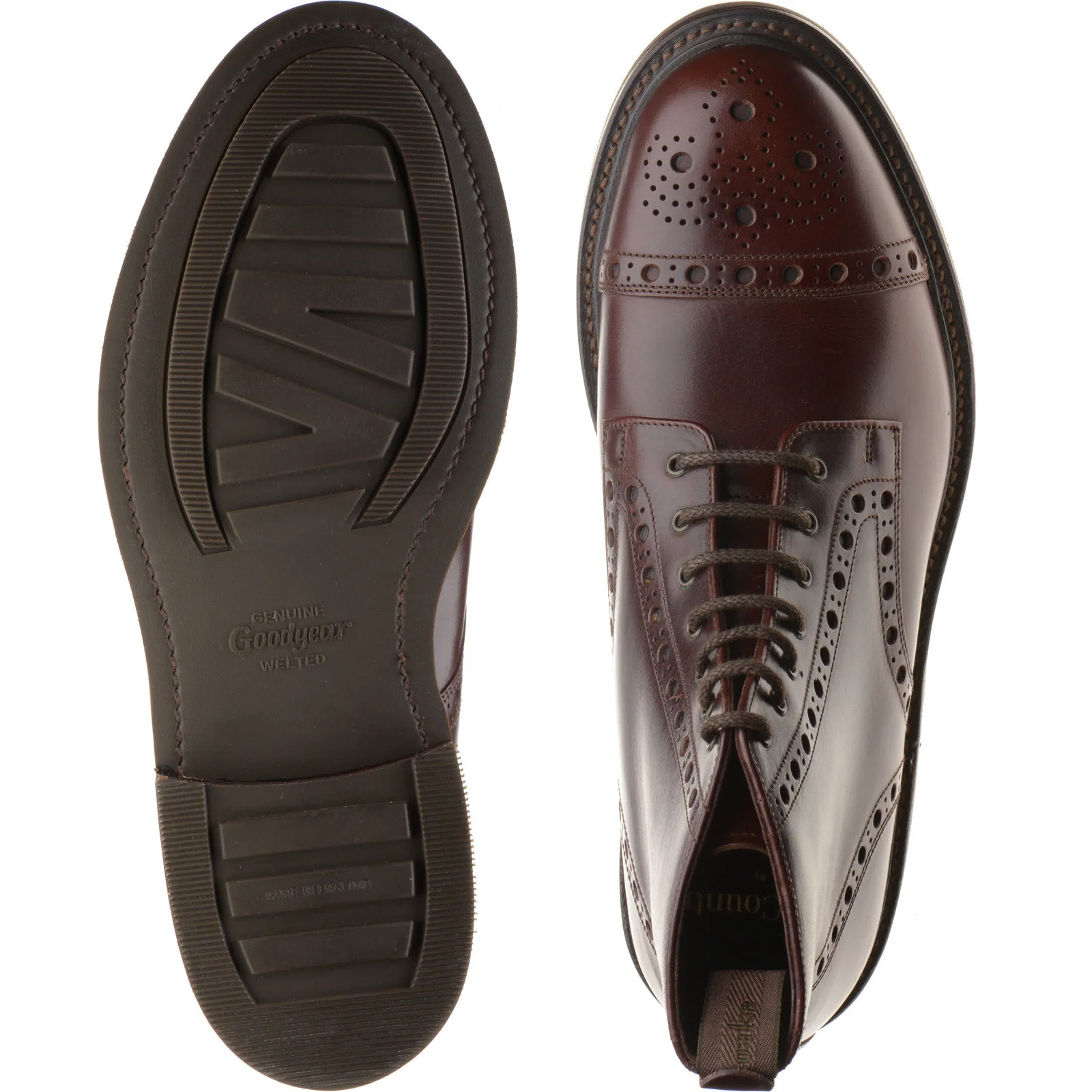 Loake Loxley mens rubber-soled boots in dark brown (second) - Image 3
