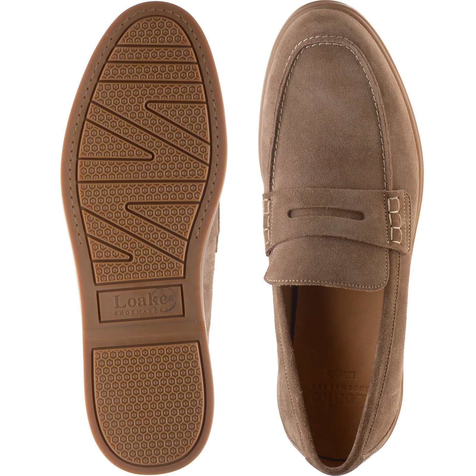 Loake Lucca mens rubber-soled loafers in flint suede (second) - Image 3