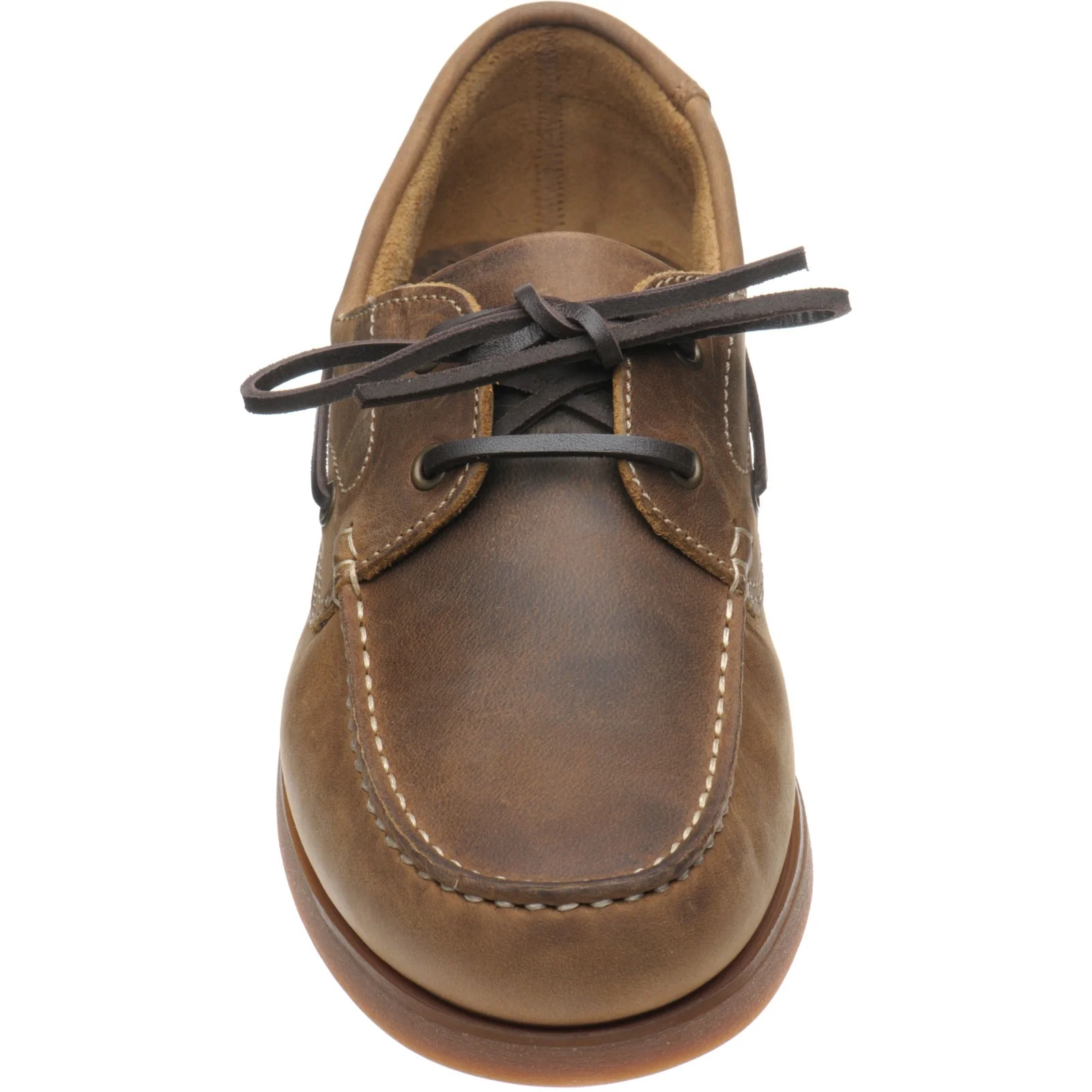 Loake Lymington mens rubber-soled deck shoes in brown nubuck (second) - Image 2