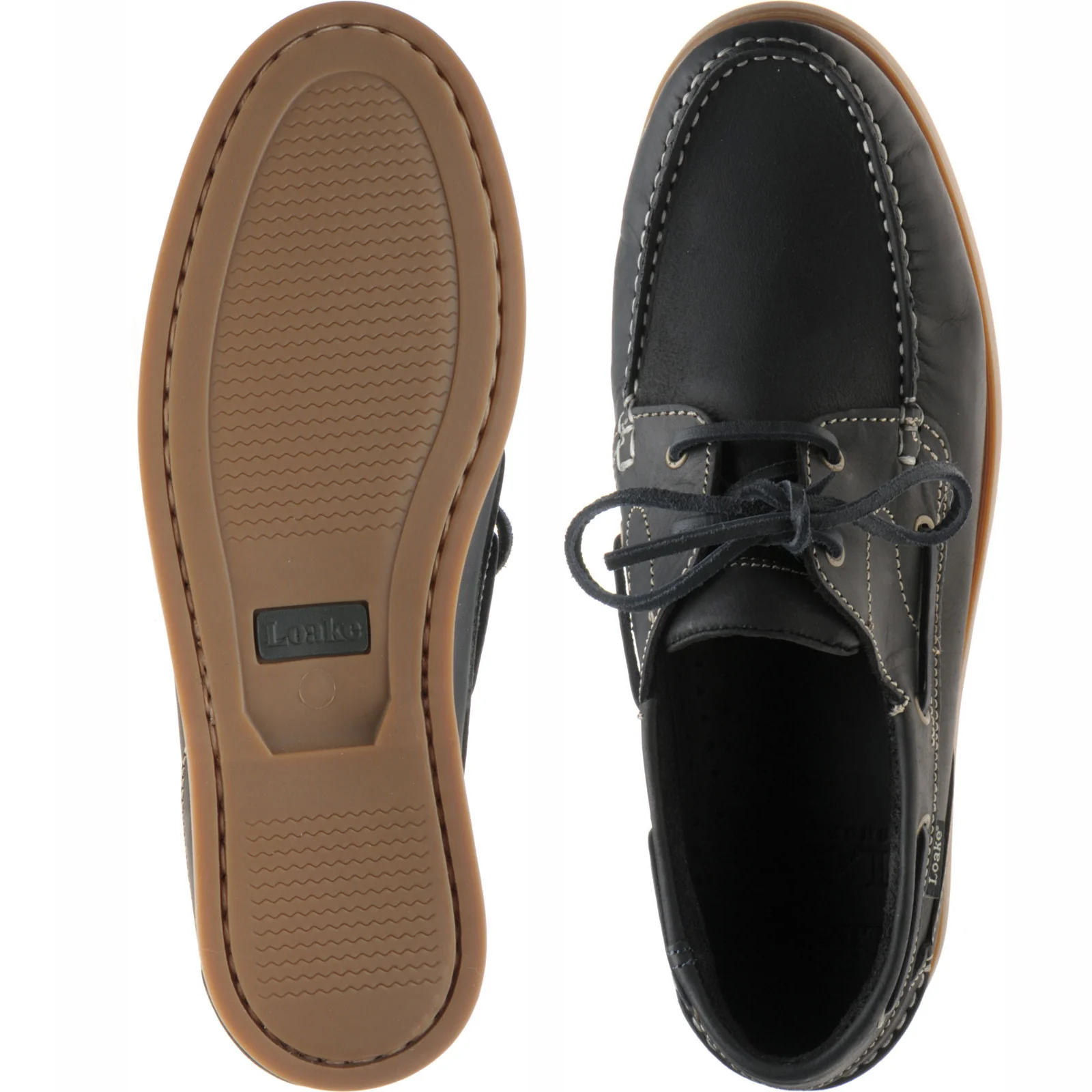 Loake Lymington mens rubber-soled deck shoes in navy nubuck - Image 3