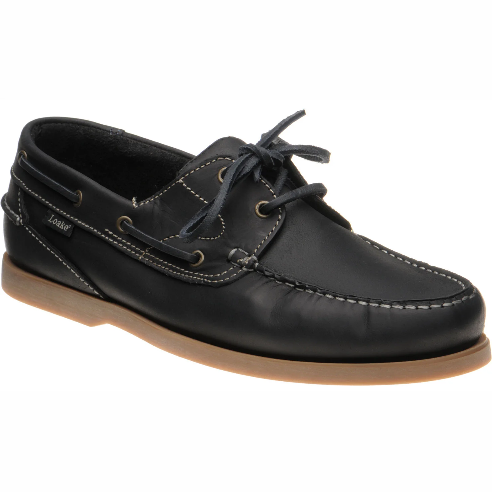 Loake Lymington mens rubber-soled deck shoes in navy nubuck (second)