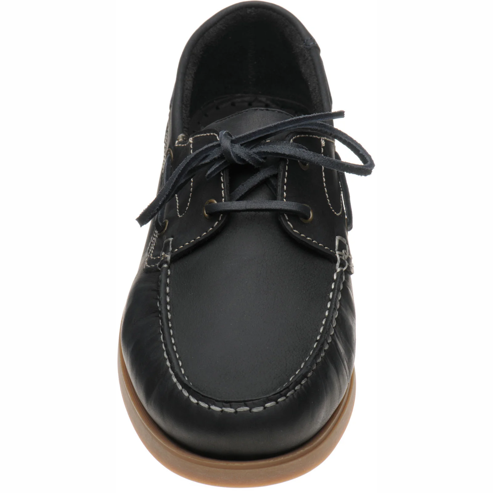 Loake Lymington mens rubber-soled deck shoes in navy nubuck (second) - Image 2
