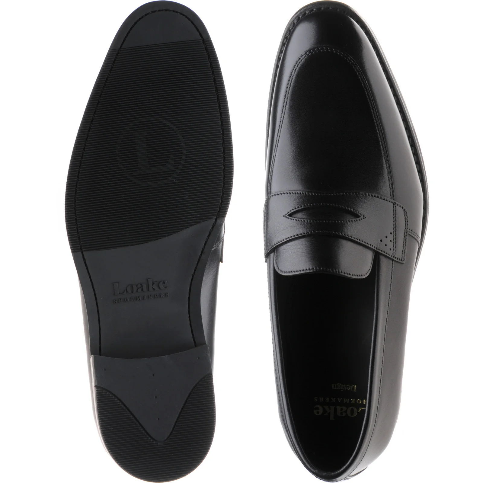 Loake Lynch mens rubber-soled loafers in black calf - Image 3