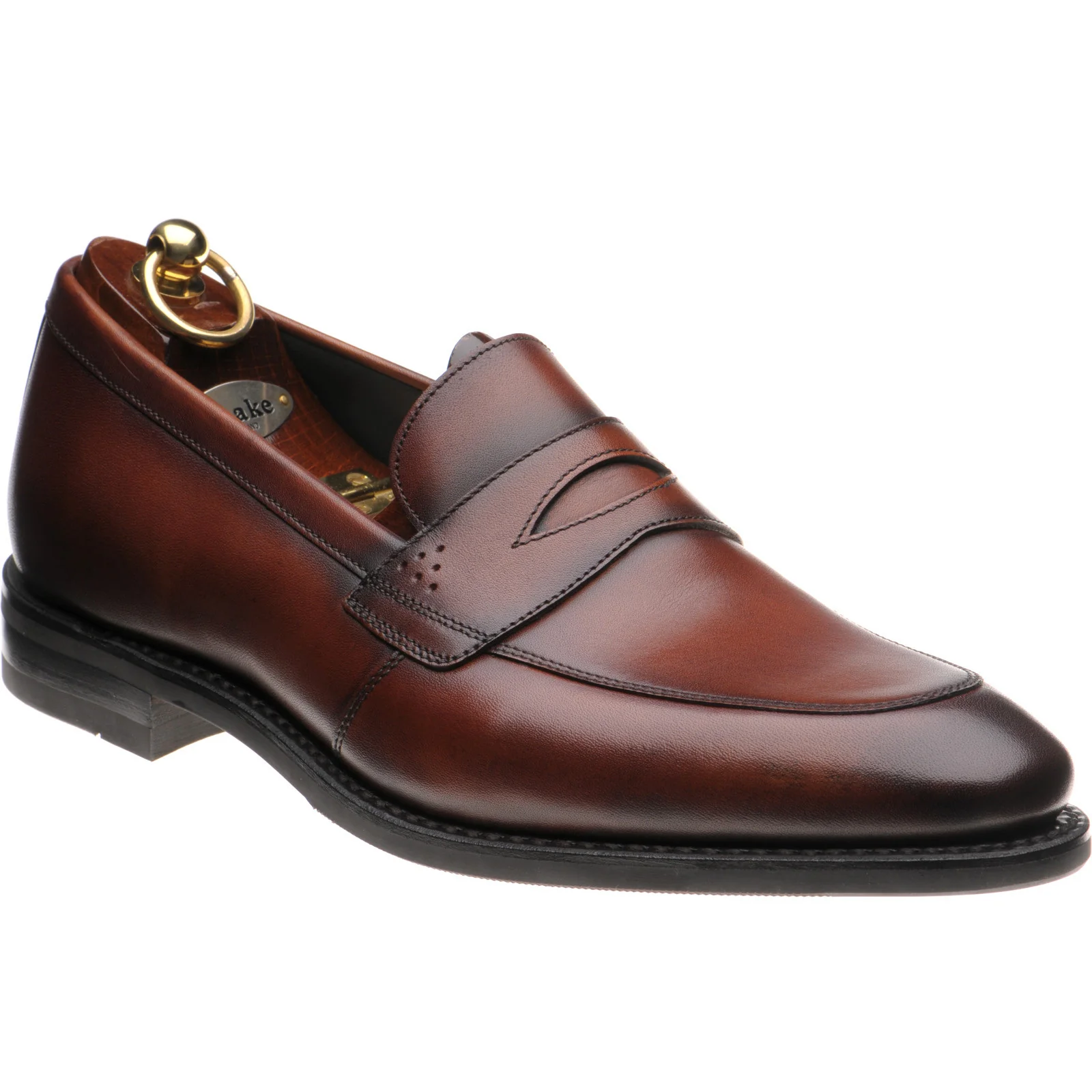 Loake Lynch mens rubber-soled loafers in scotch hand-painted