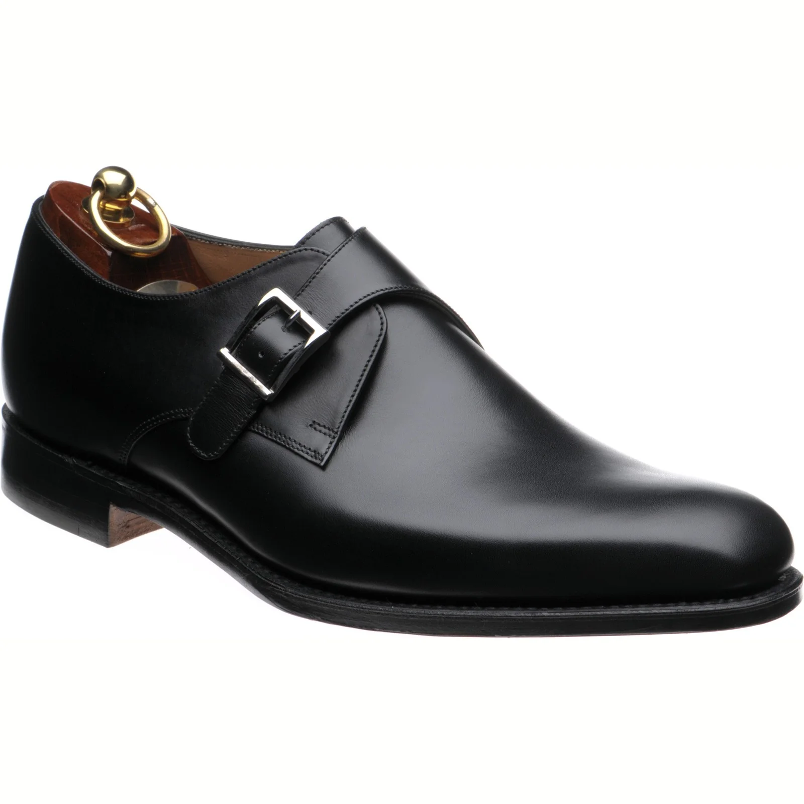 Loake Medway mens monk shoes in black calf (second)
