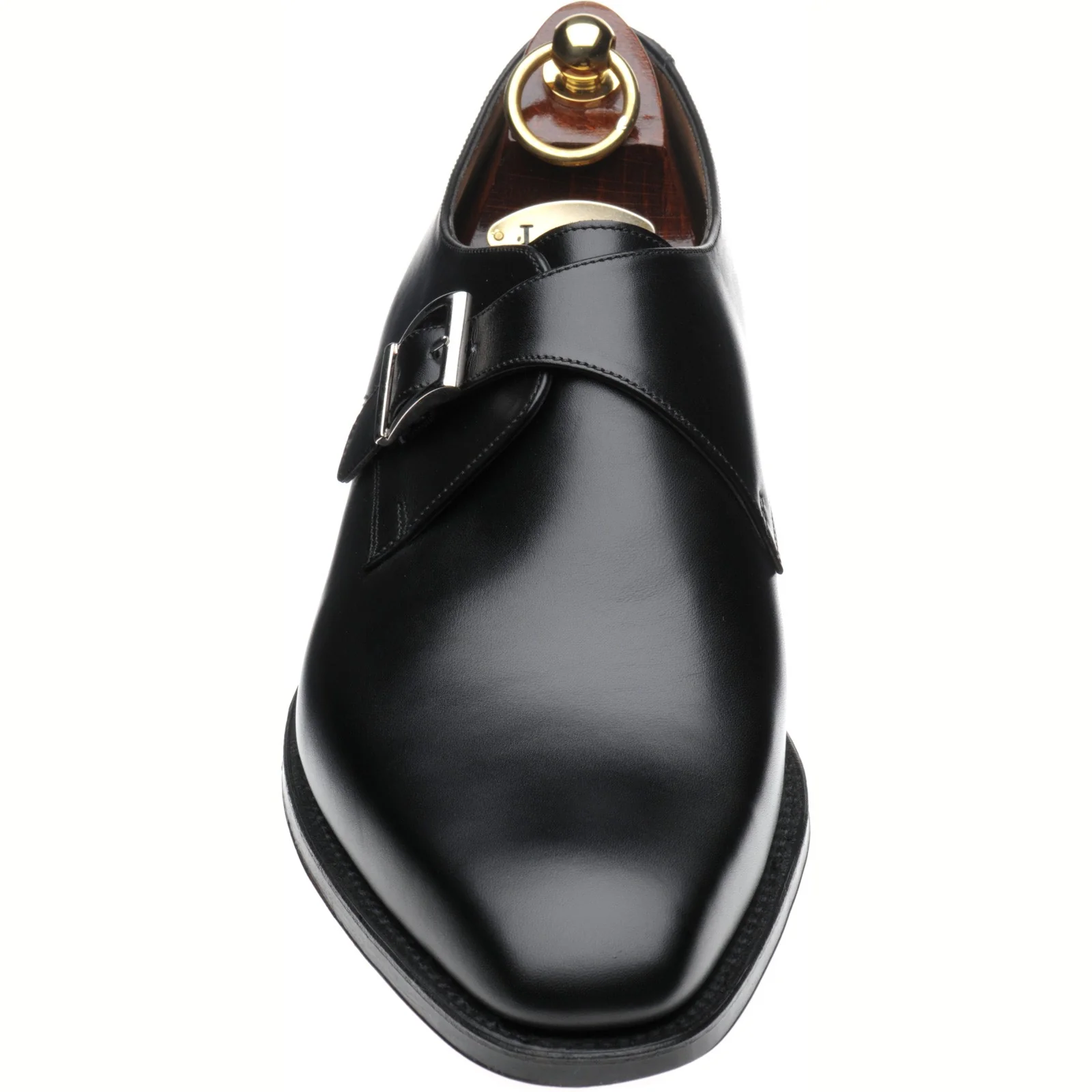 Loake Medway mens monk shoes in black calf (second) - Image 2