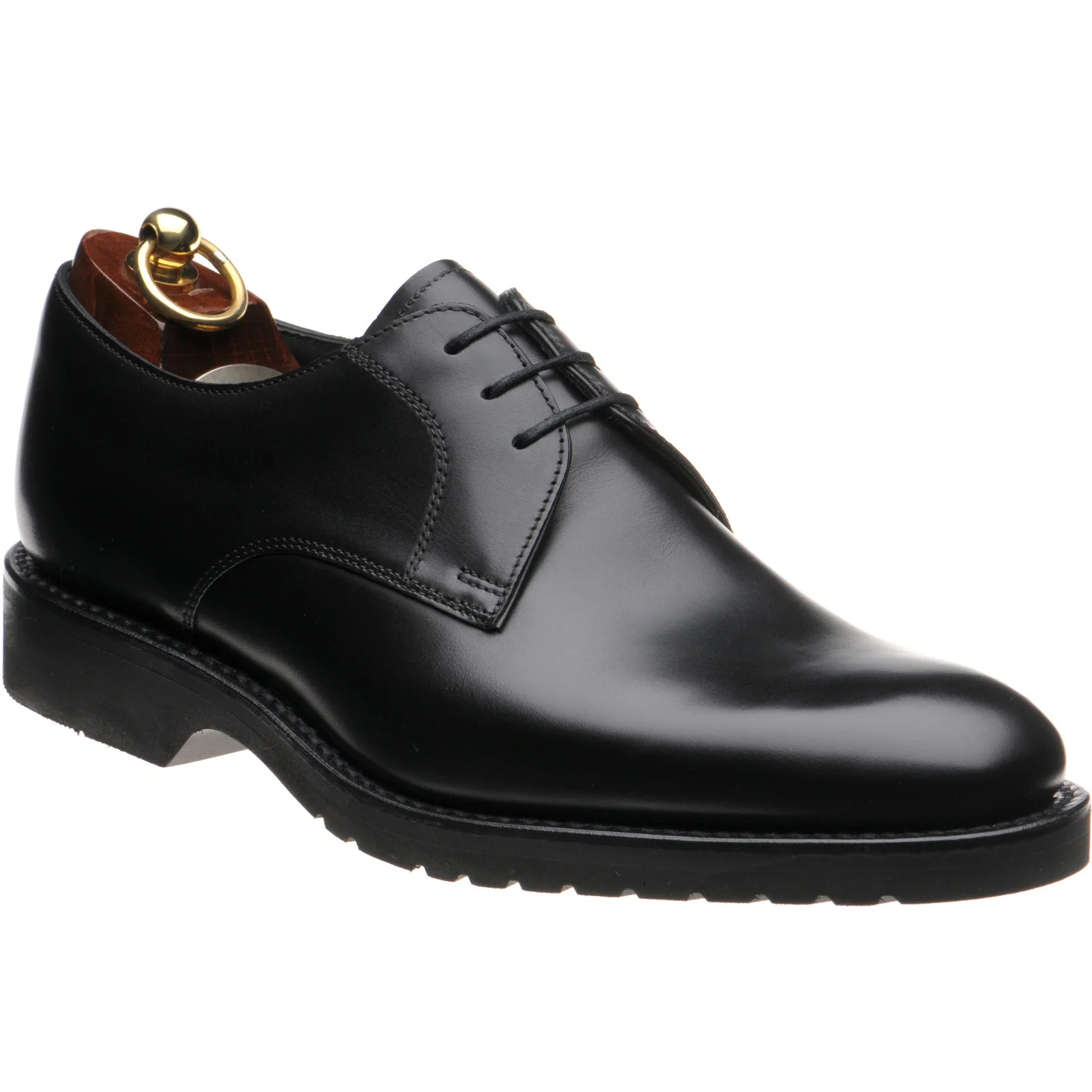 Loake Orson mens rubber-soled Derby shoes in black calf