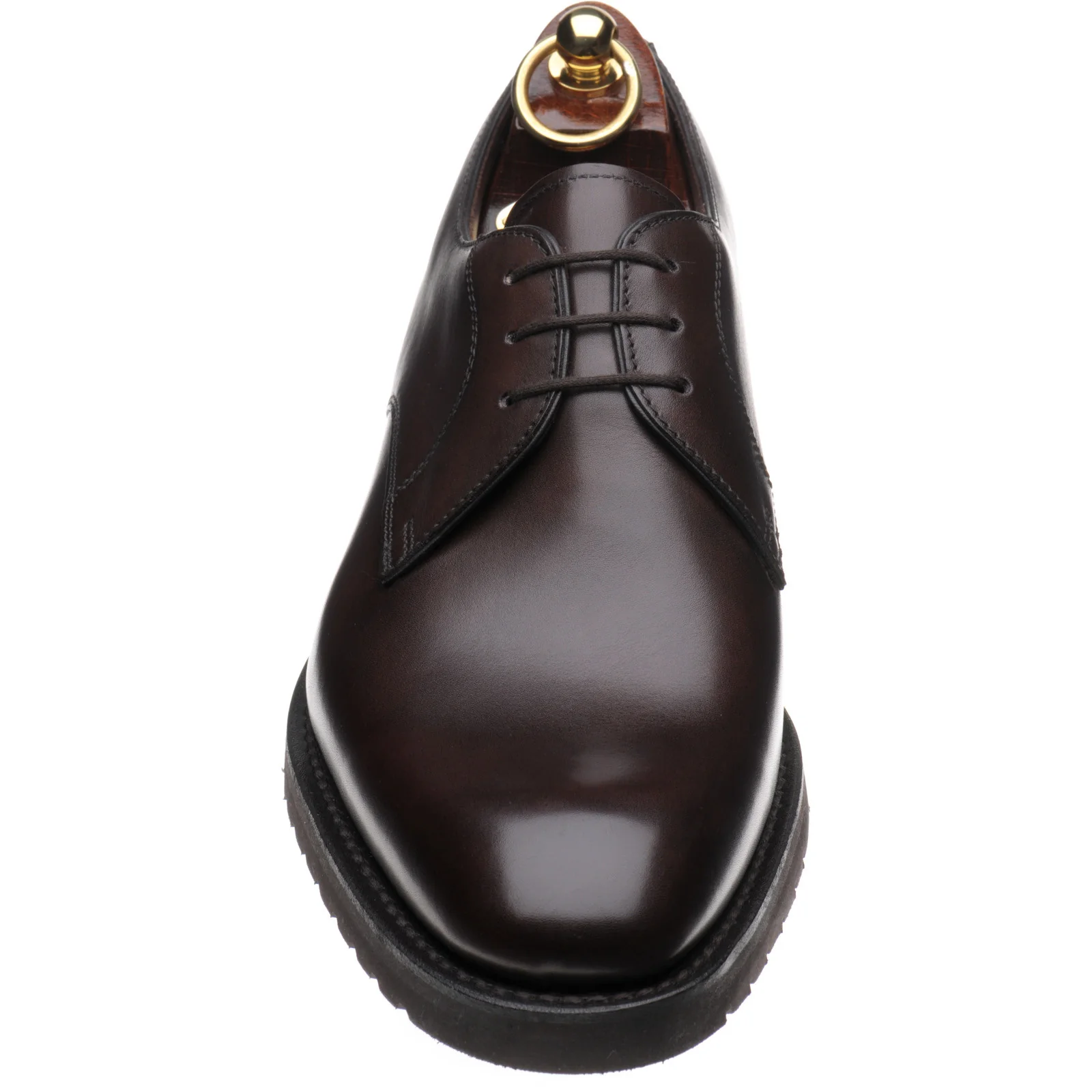 Loake Orson mens rubber-soled Derby shoes in dark brown calf (second) - Image 2