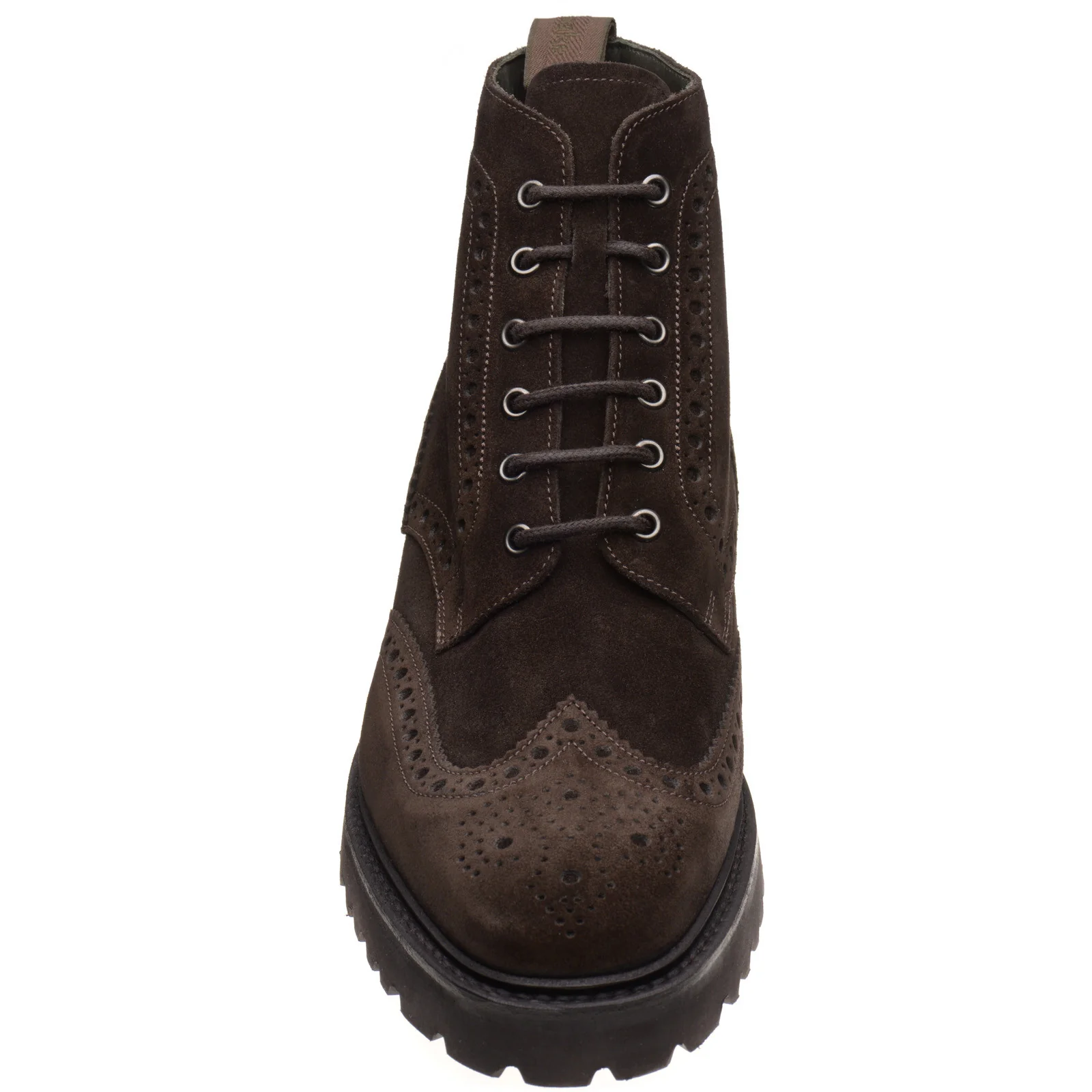 Loake Pegasus mens rubber-soled brogue boots in dark brown suede - Image 2