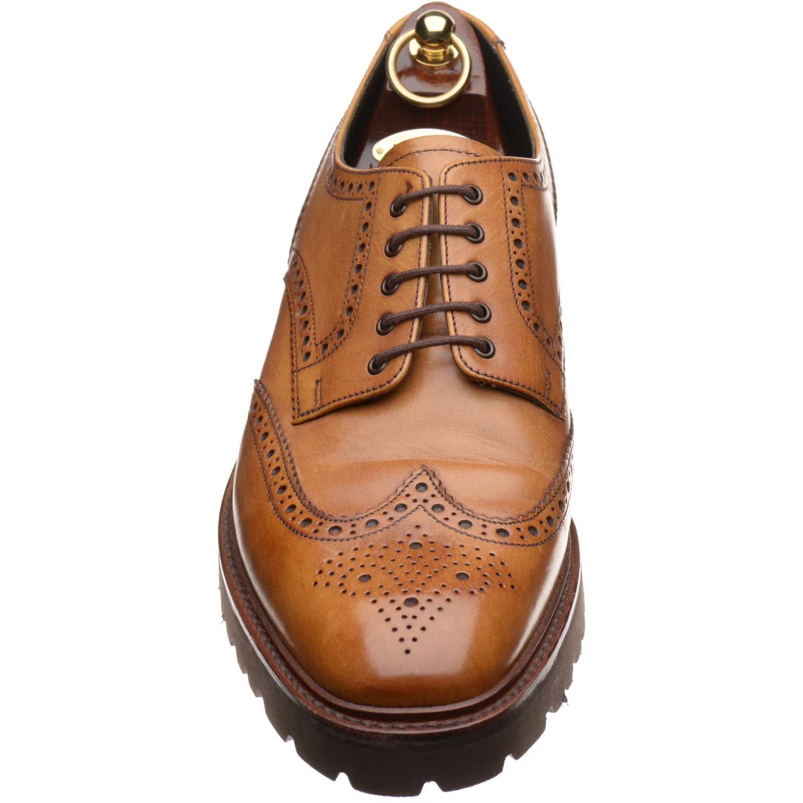 Loake Perseus mens rubber-soled brogues in tan calf (second) - Image 2