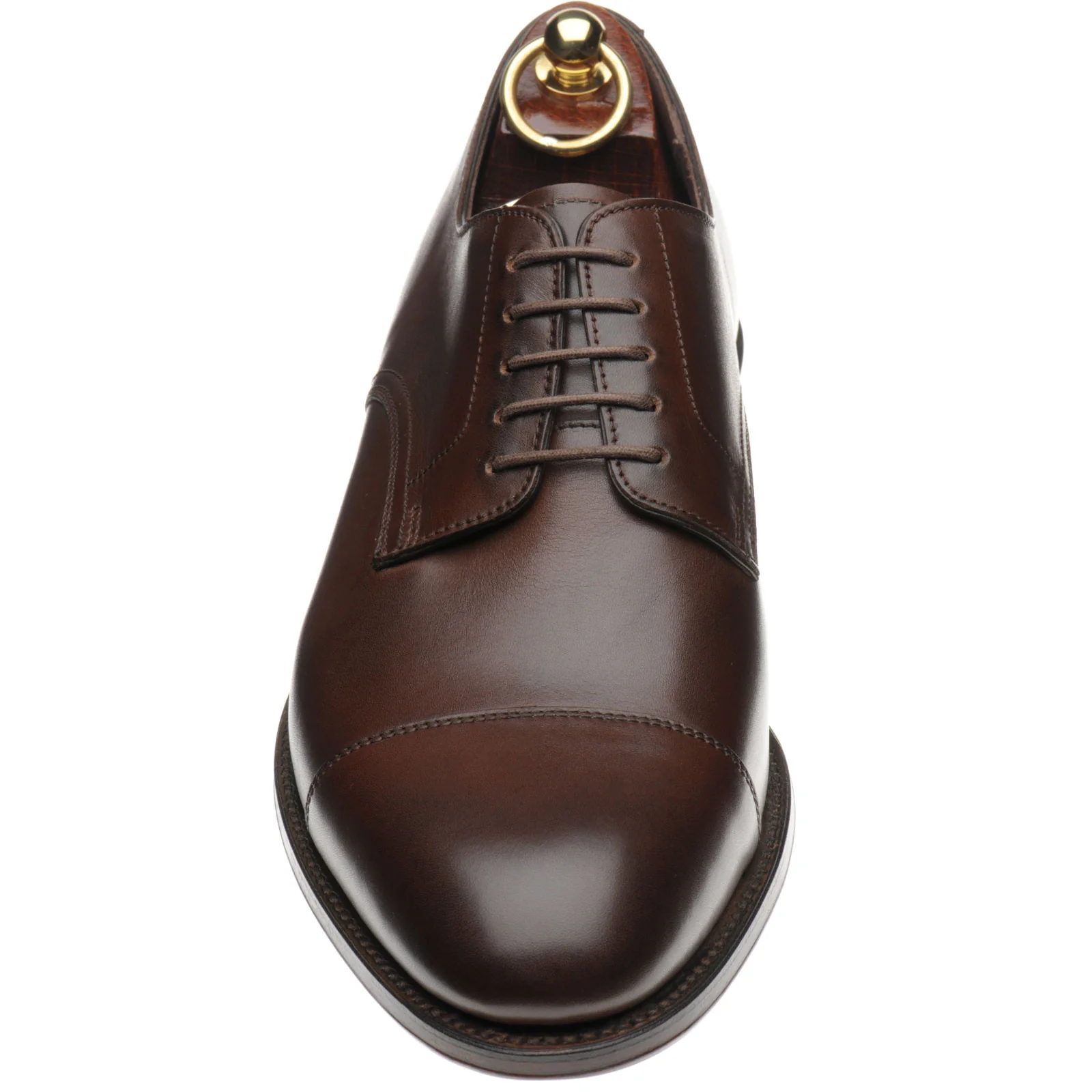 Loake Petergate mens Derby shoes in scorched walnut calf - Image 2