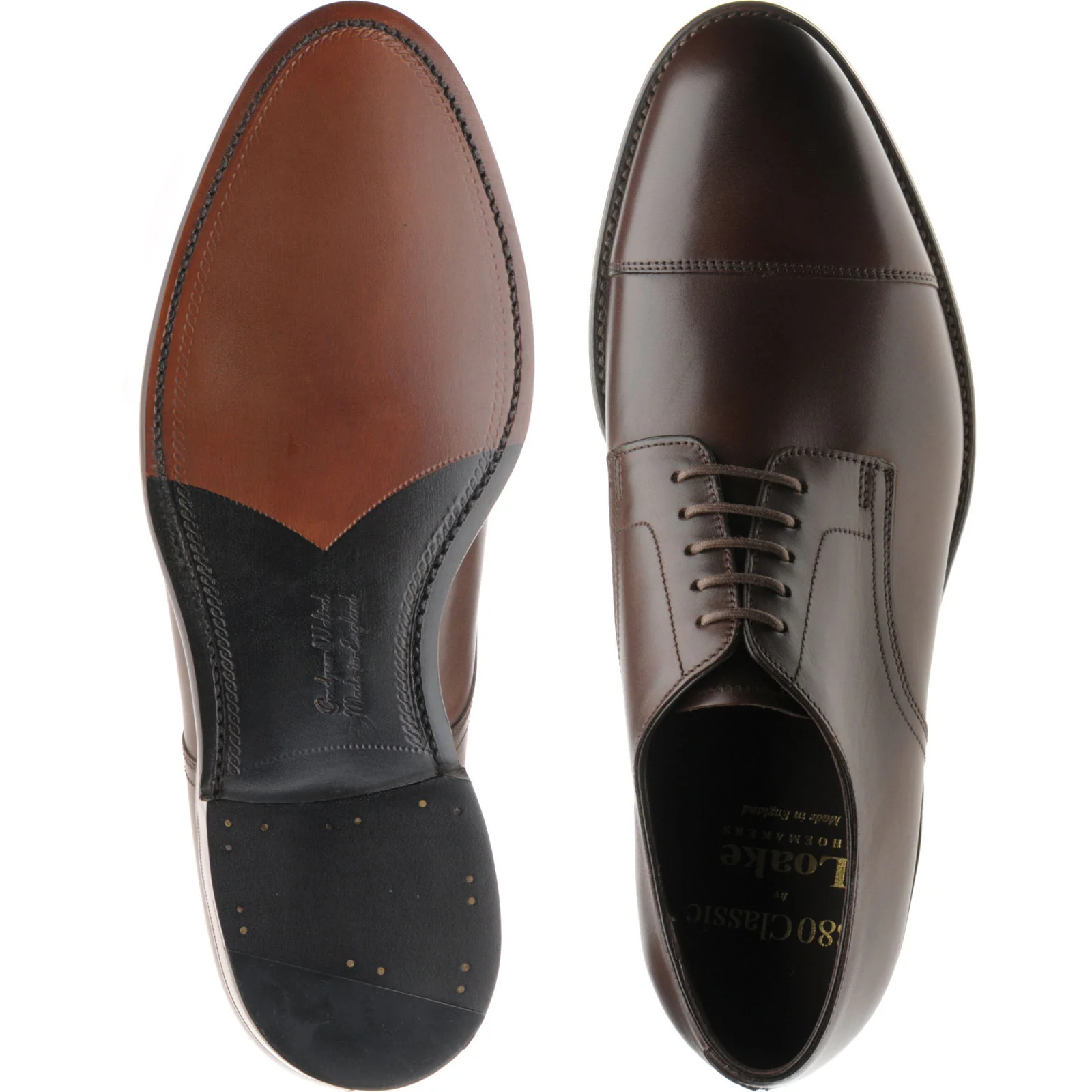Loake Petergate mens Derby shoes in scorched walnut calf - Image 3