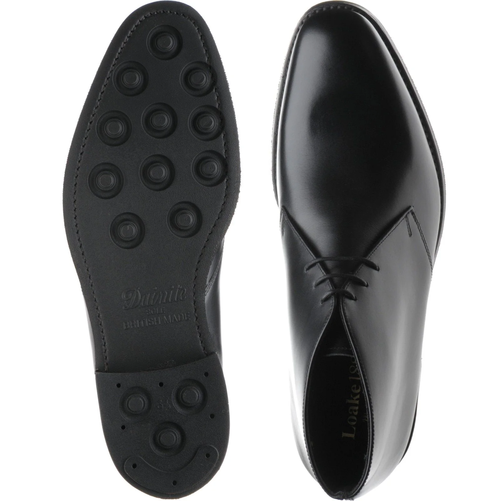 Loake Pimlico mens rubber-soled Chukka boots in black calf (second) - Image 3