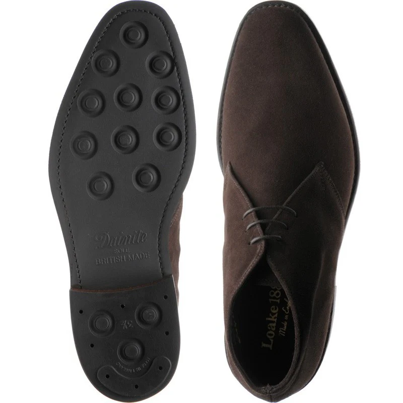 Loake Pimlico mens rubber-soled Chukka boots in dark brown suede - Image 3