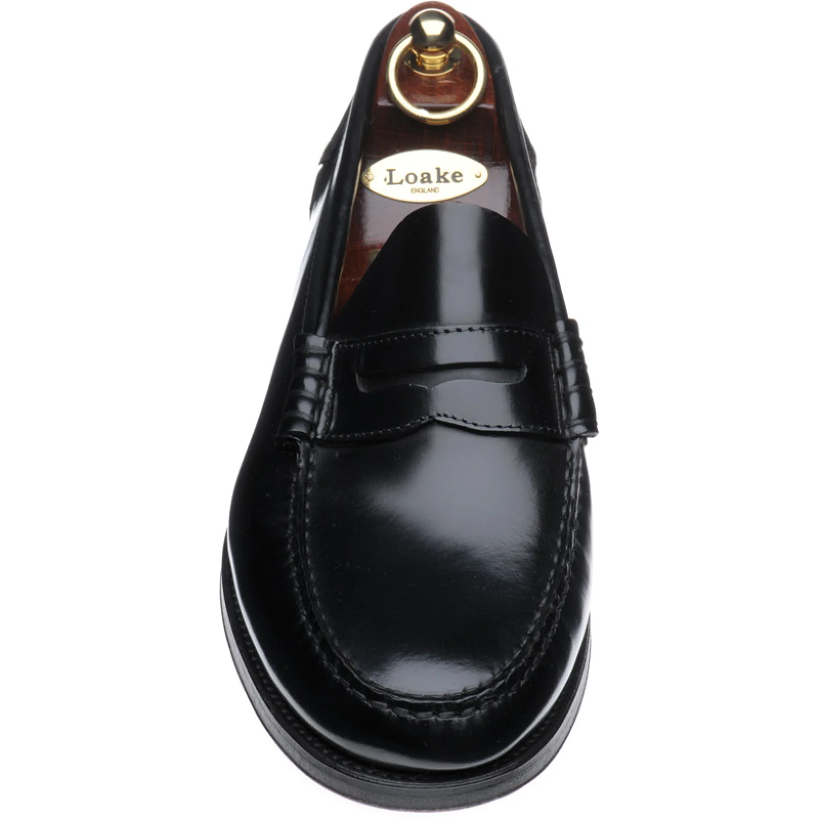 Loake Princeton mens loafers in black polished - Image 2
