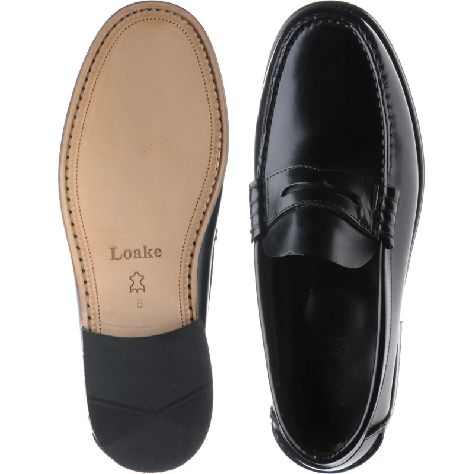 Loake Princeton mens loafers in black polished - Image 3