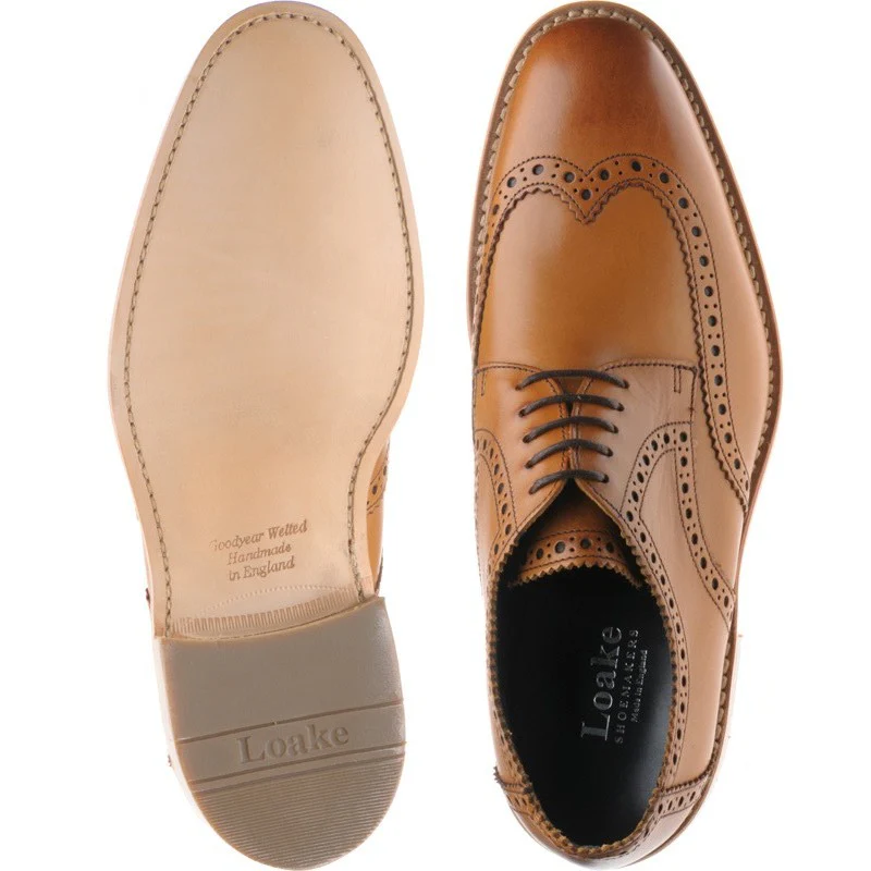 Loake Rankin mens brogues in tan calf (second) - Image 3
