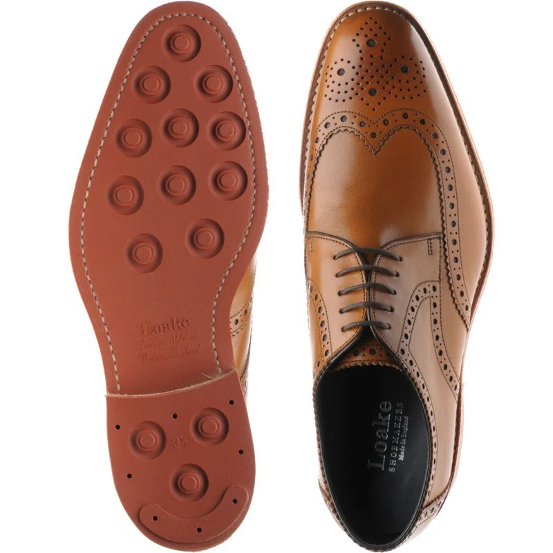 Loake Redgrave mens rubber-soled brogues in tan calf (second) - Image 3