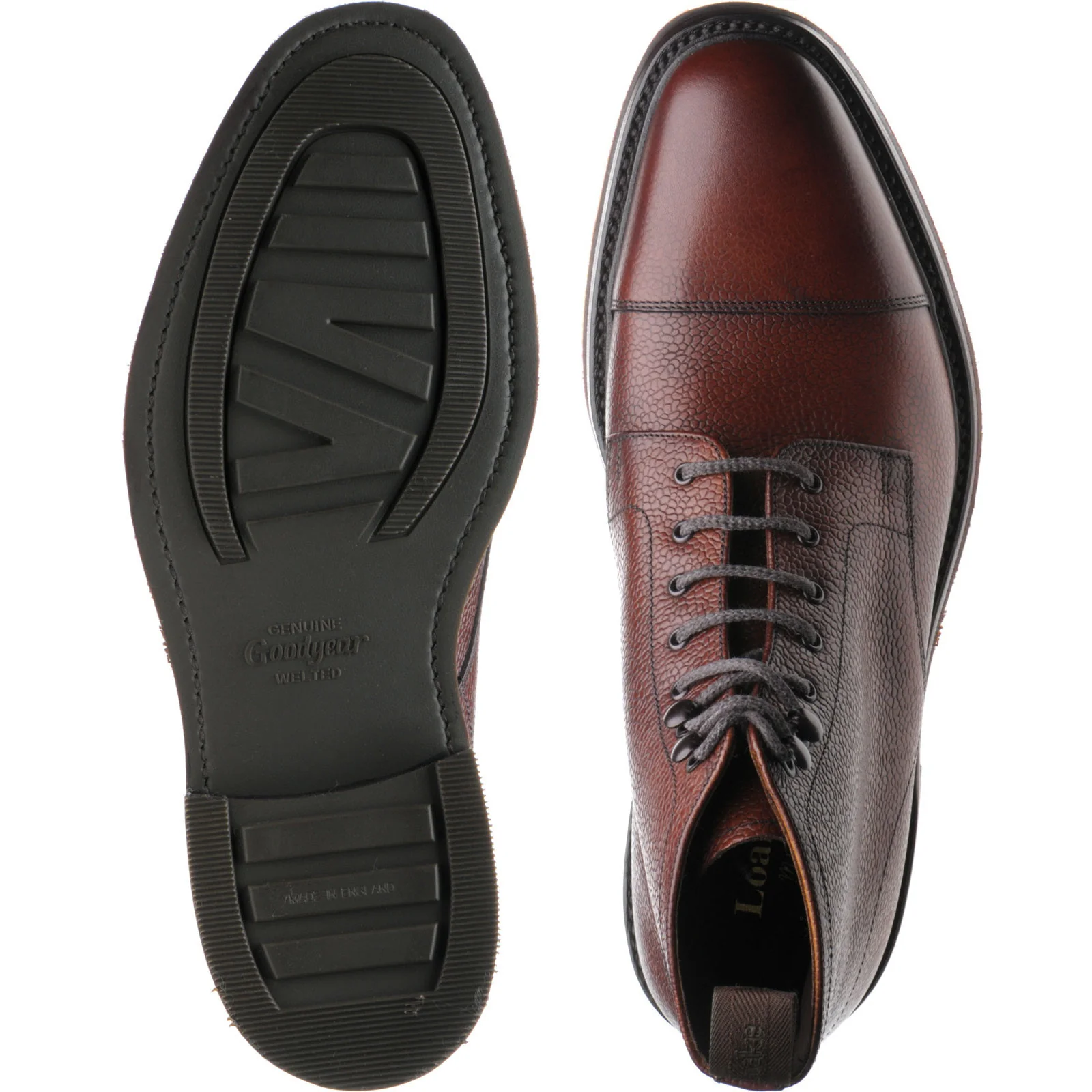 Loake Roehampton mens rubber-soled boots in oxblood calf grain - Image 3