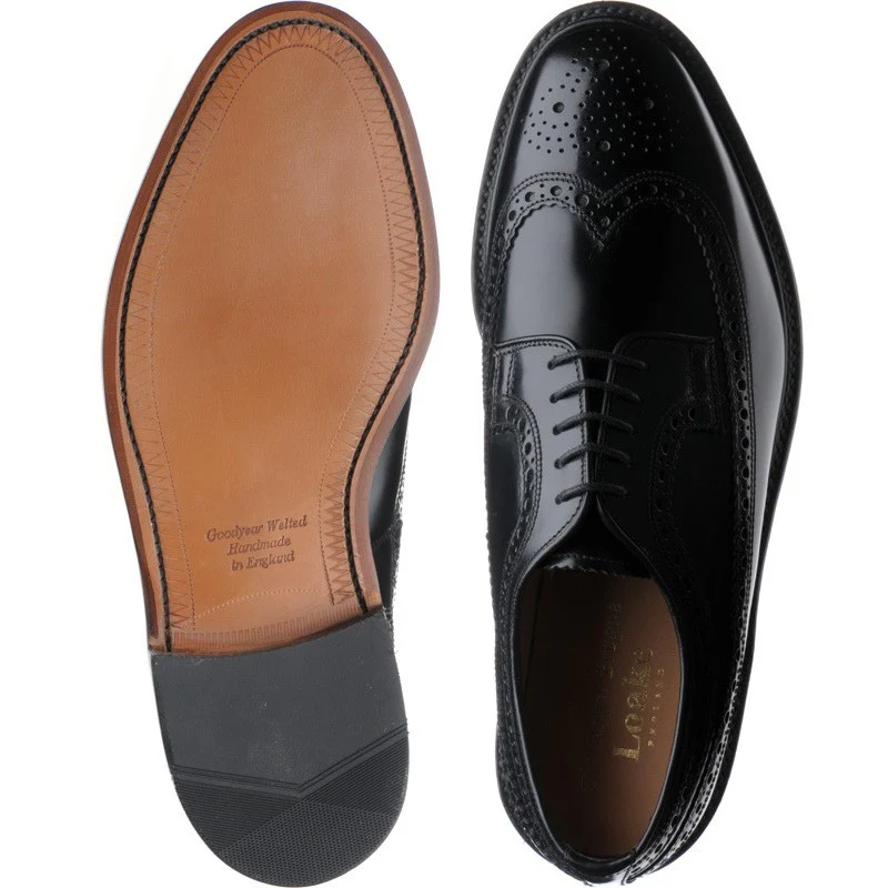 Loake Royal mens brogues in black polished - Image 3