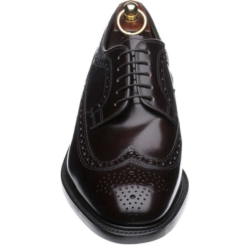 Loake Royal mens brogues in burgundy polished (second) - Image 2